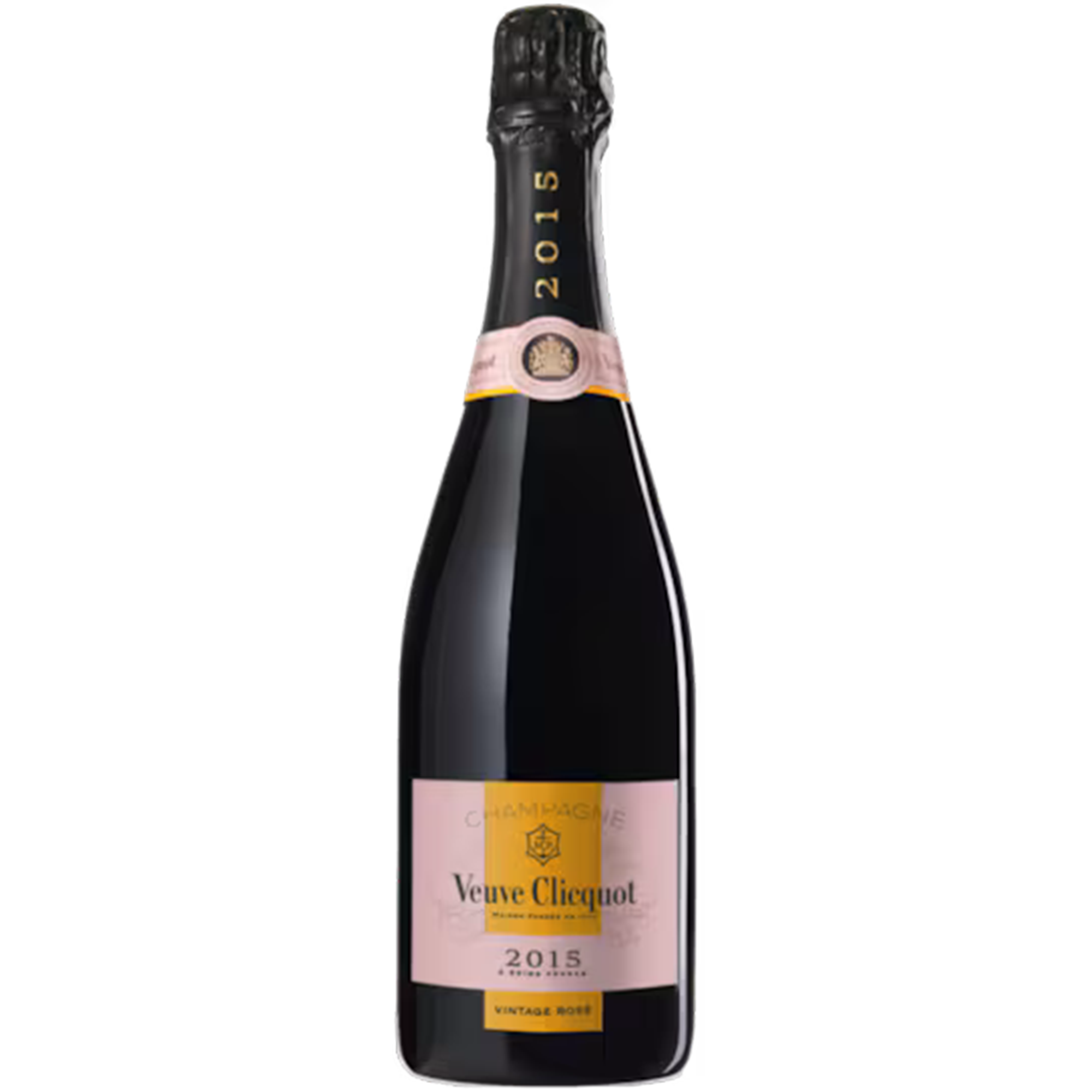 Veuve Clicquot Vintage Rose 2015 Champagne bottle showcasing elegant design and iconic branding.
