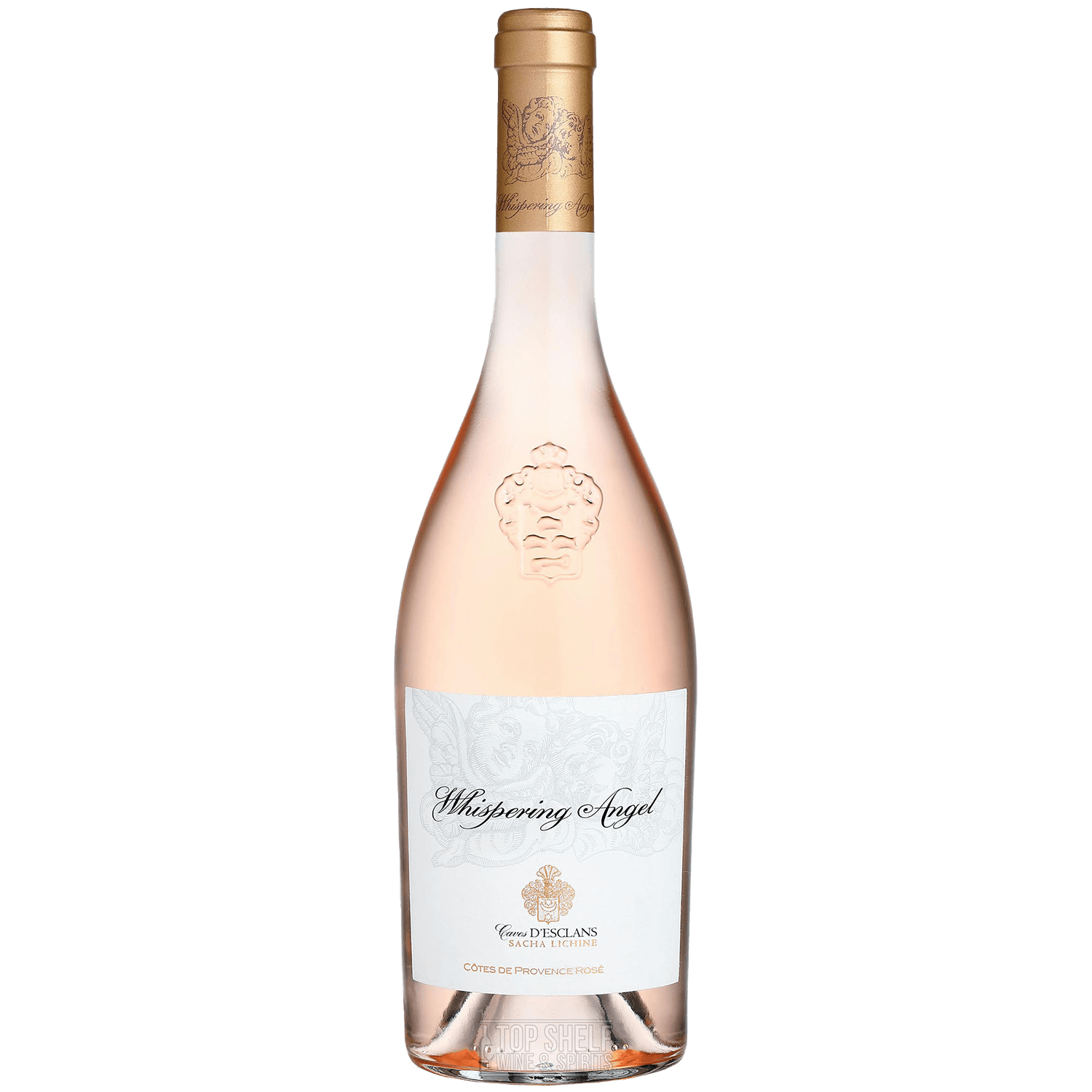 Château D'esclans Whispering Angel Rosé 750ml bottle showcasing its elegant design and pale pink color.