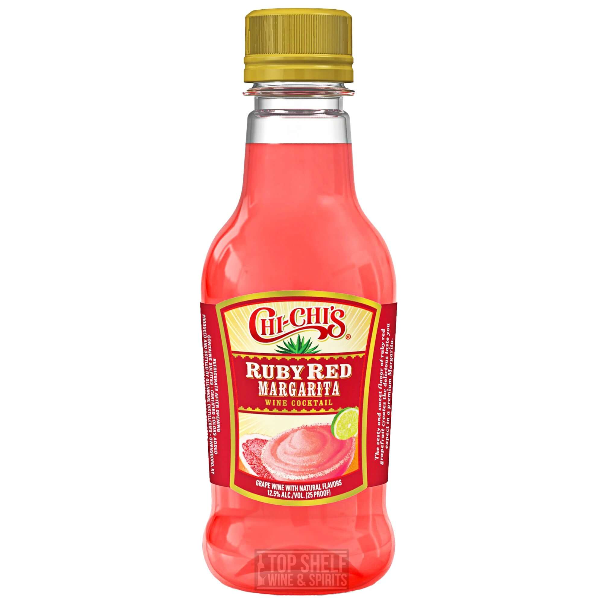 Chi Chi's Ruby Red Margarita Wine Cocktail 187ml with zesty grapefruit flavor for a refreshing drink.