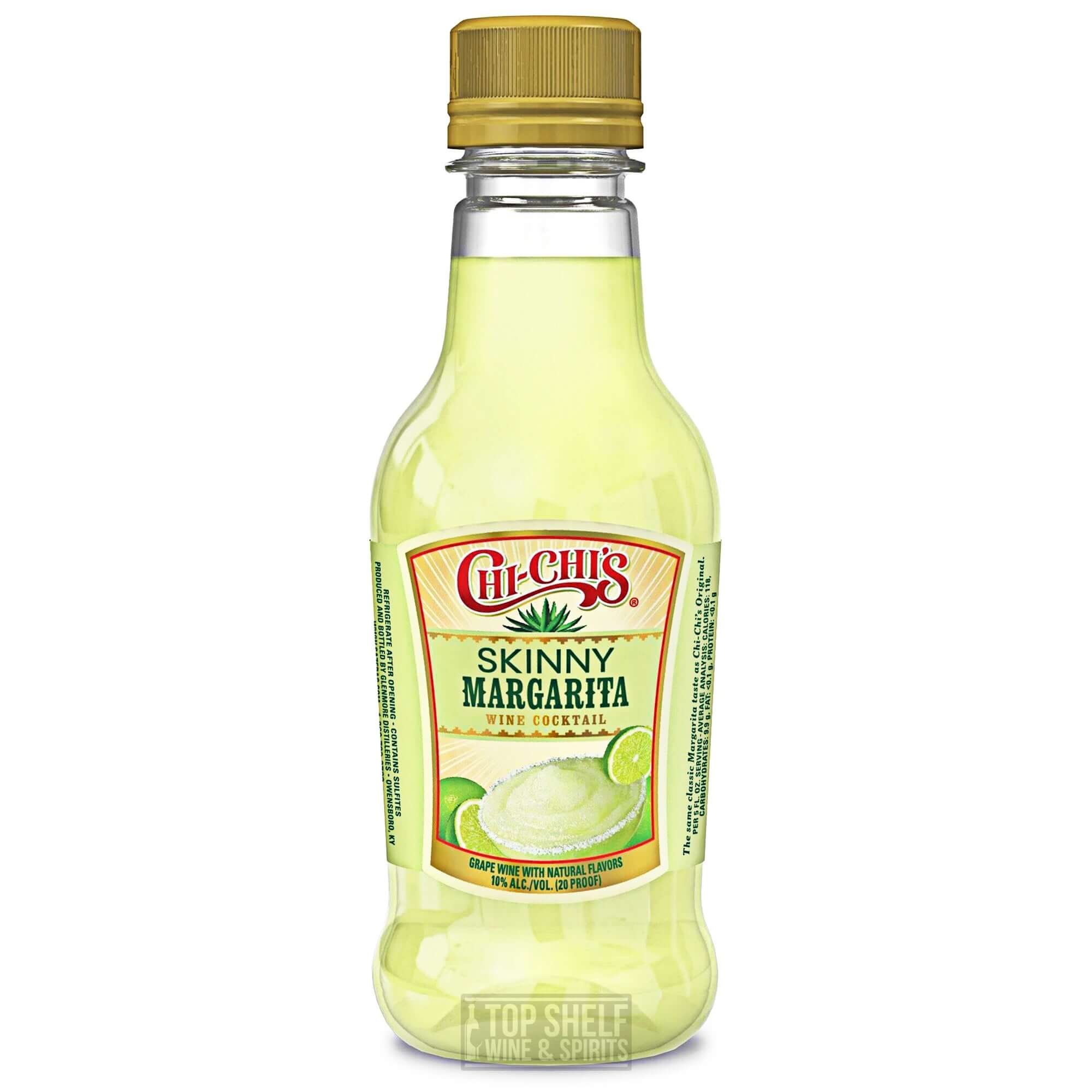 Chi Chi's Skinny Margarita wine cocktail 187ml bottle, 95 calories, sweetened with agave nectar for an authentic taste.
