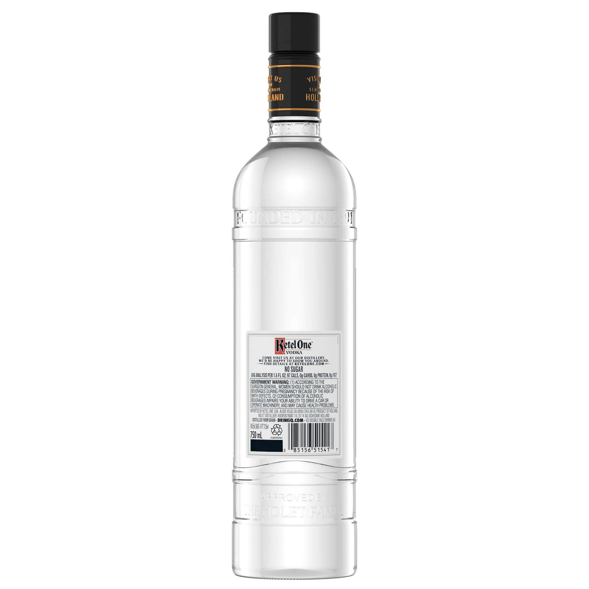 Ketel One Vodka bottle showcasing its crisp design and unique distillation process.