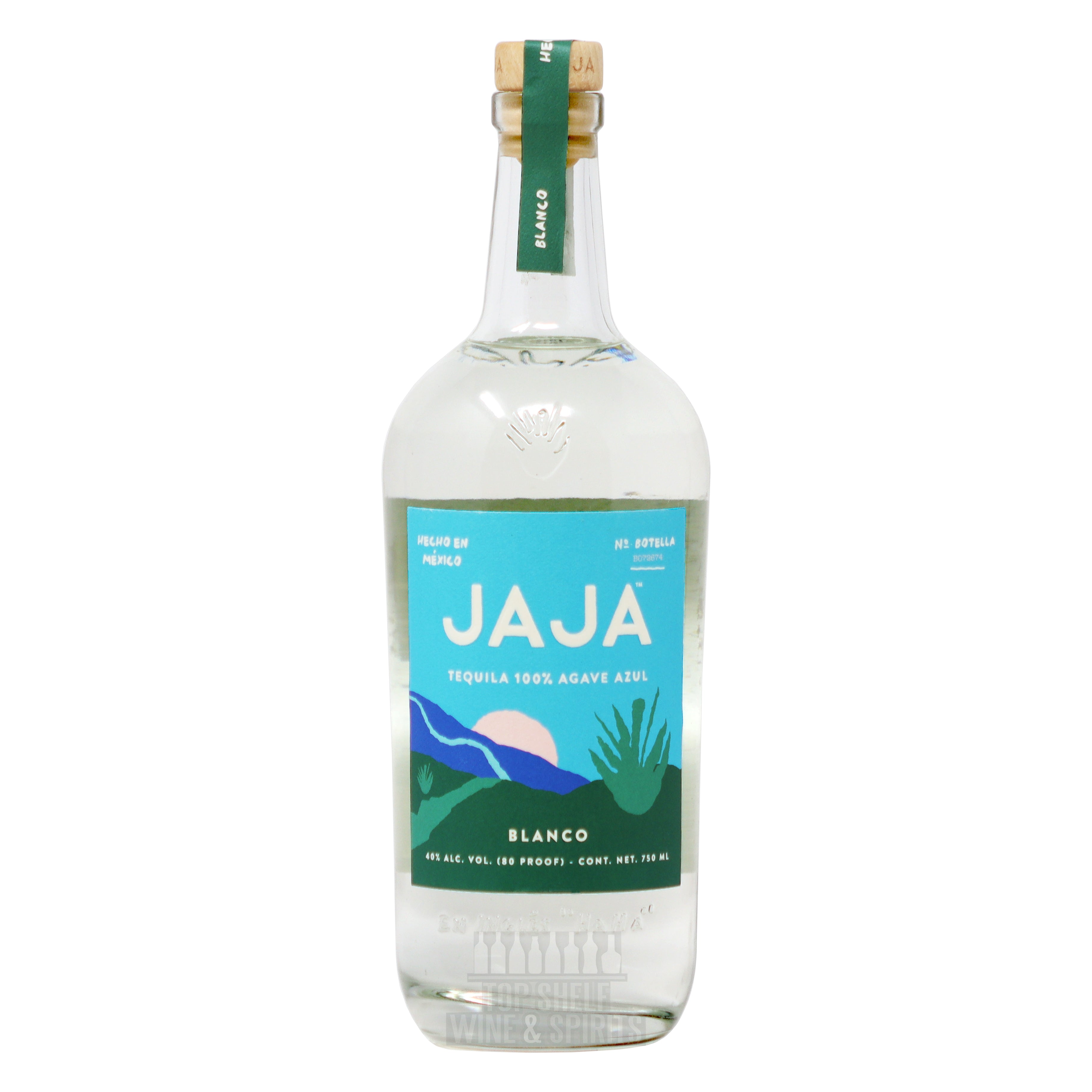JAJA Blanco tequila bottle, crafted from 100% Blue Agave, gluten-free, smooth and refreshing for celebrations.