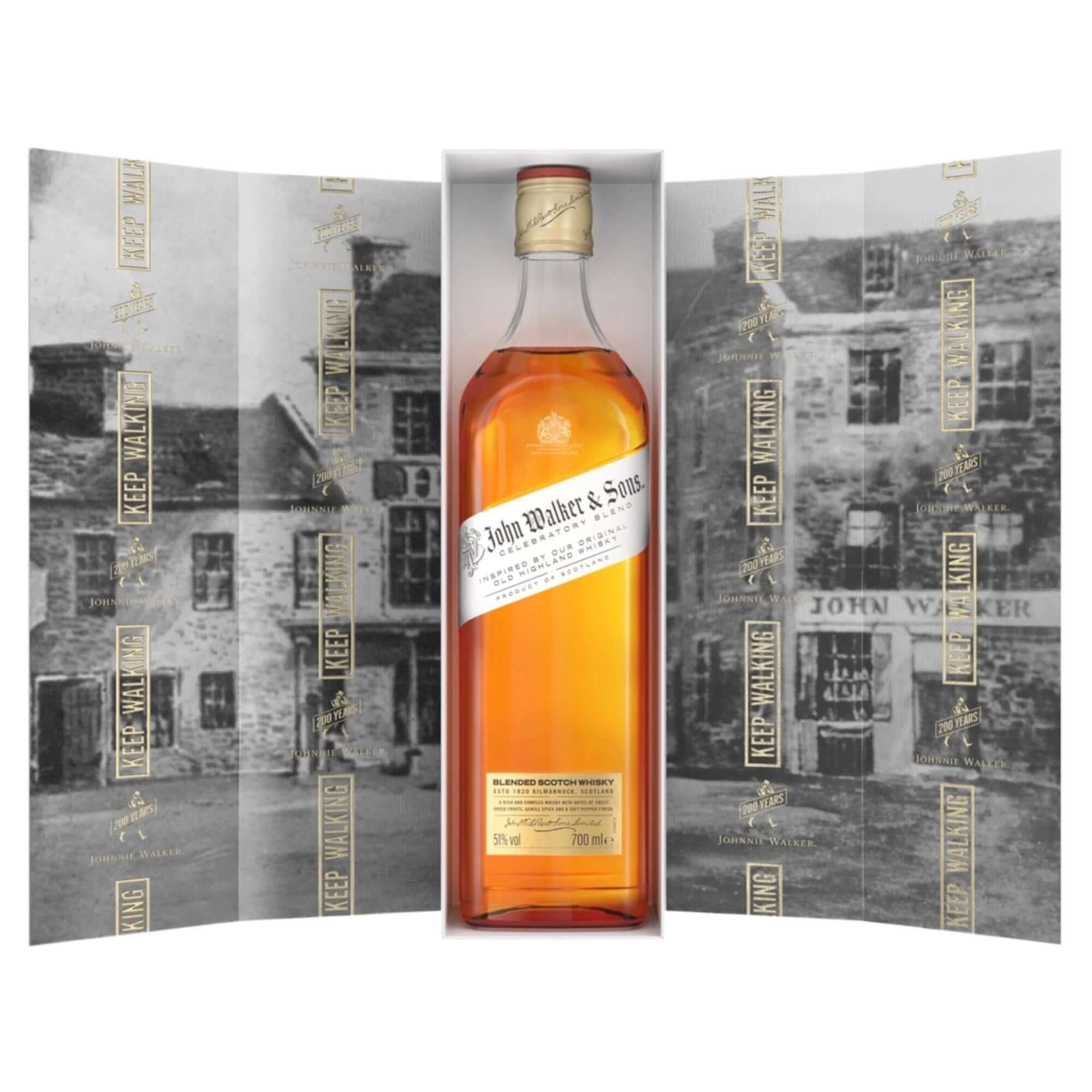 Johnnie Walker & Sons 200th Anniversary Scotch Whisky in limited edition packaging.