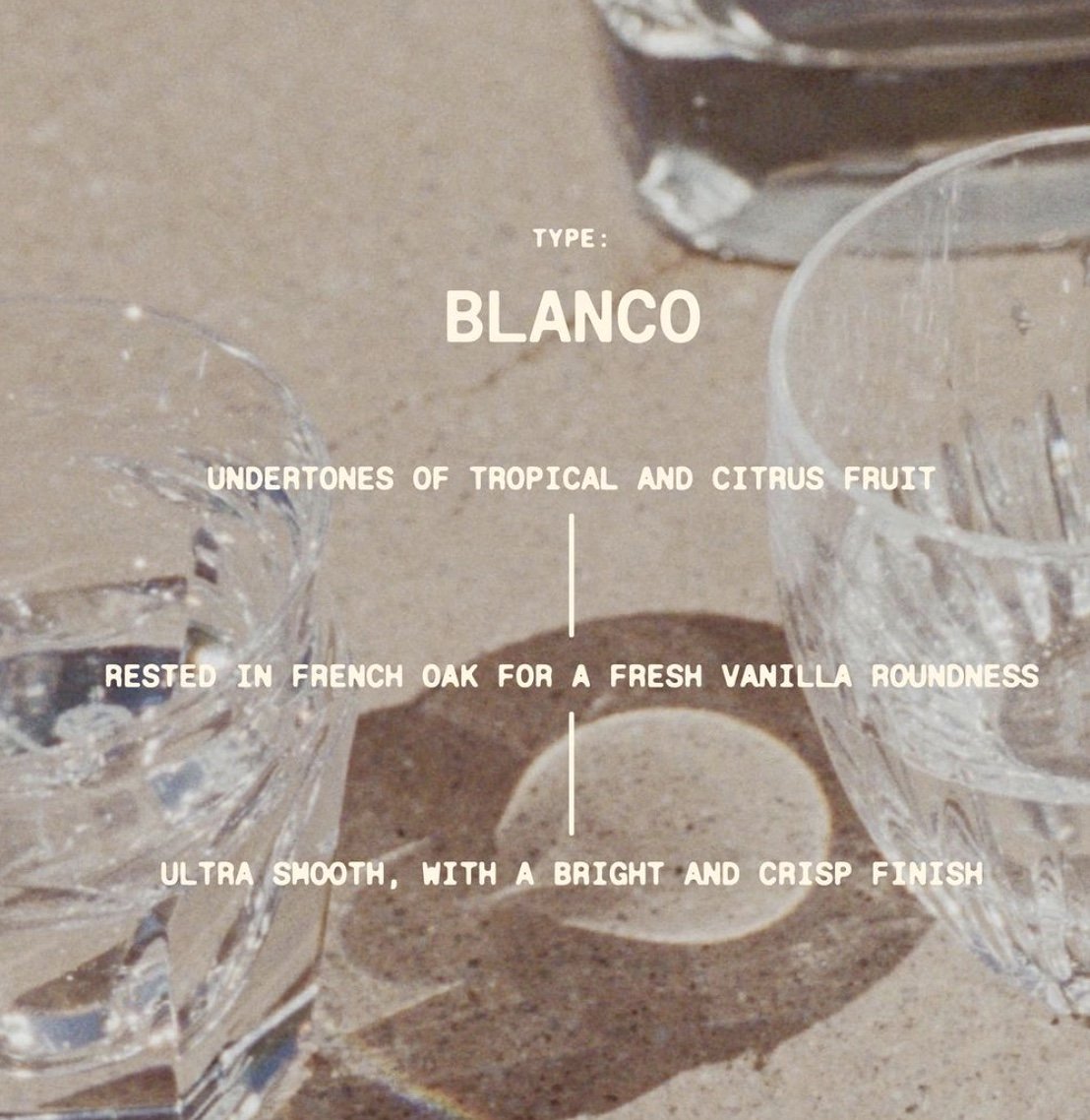 818 Blanco Tequila glassware with notes of tropical fruit and a smooth, crisp finish, highlighting its premium quality.