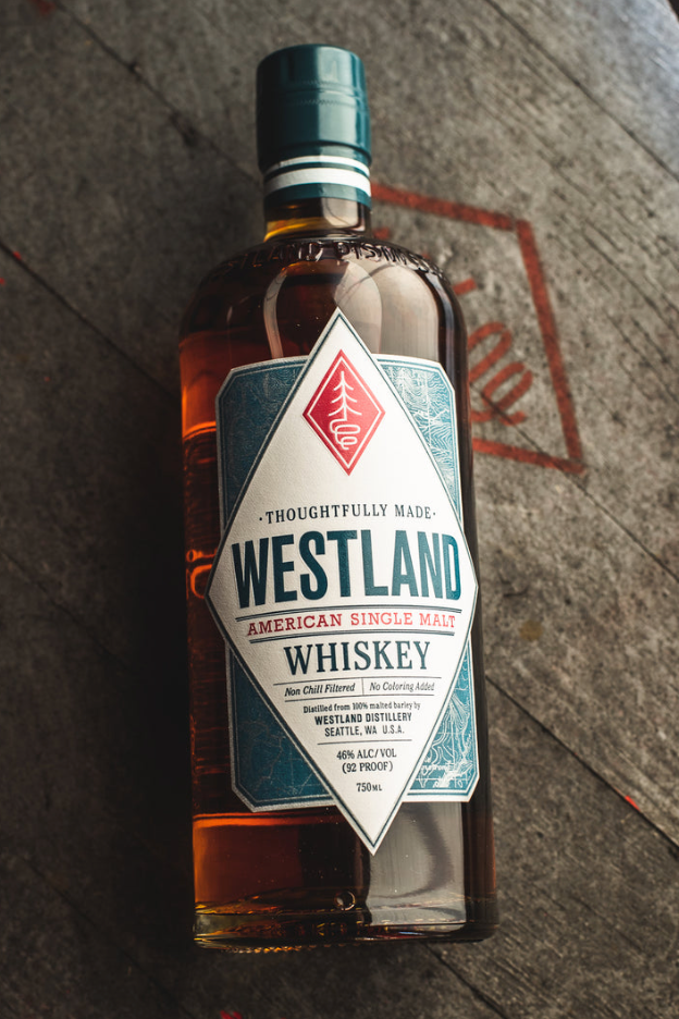 Westland American Single Malt Whiskey bottle, showcasing its unique design and premium quality.