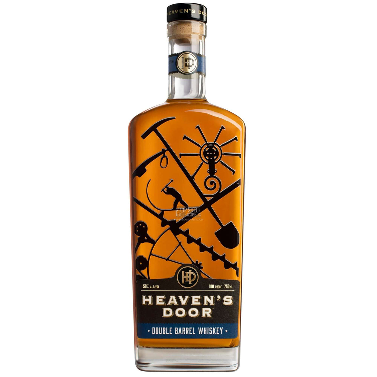 Heaven's Door Double Barrel American Whiskey bottle showcasing Bob Dylan's iconic design and craftsmanship.