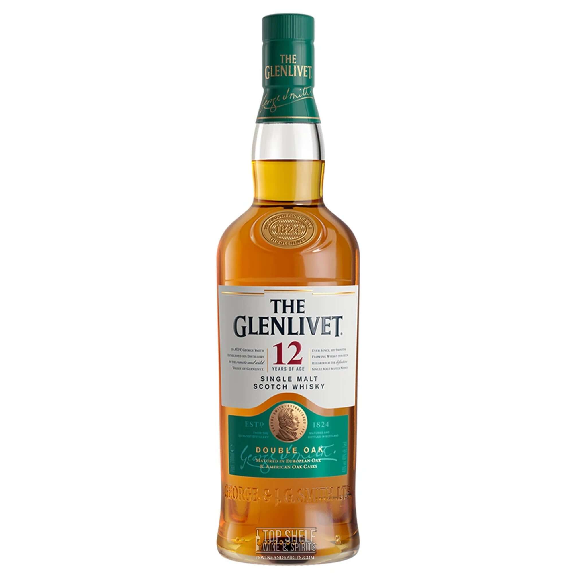 The Glenlivet 12 Year Old single malt Scotch whisky bottle with a smooth, fruity character.