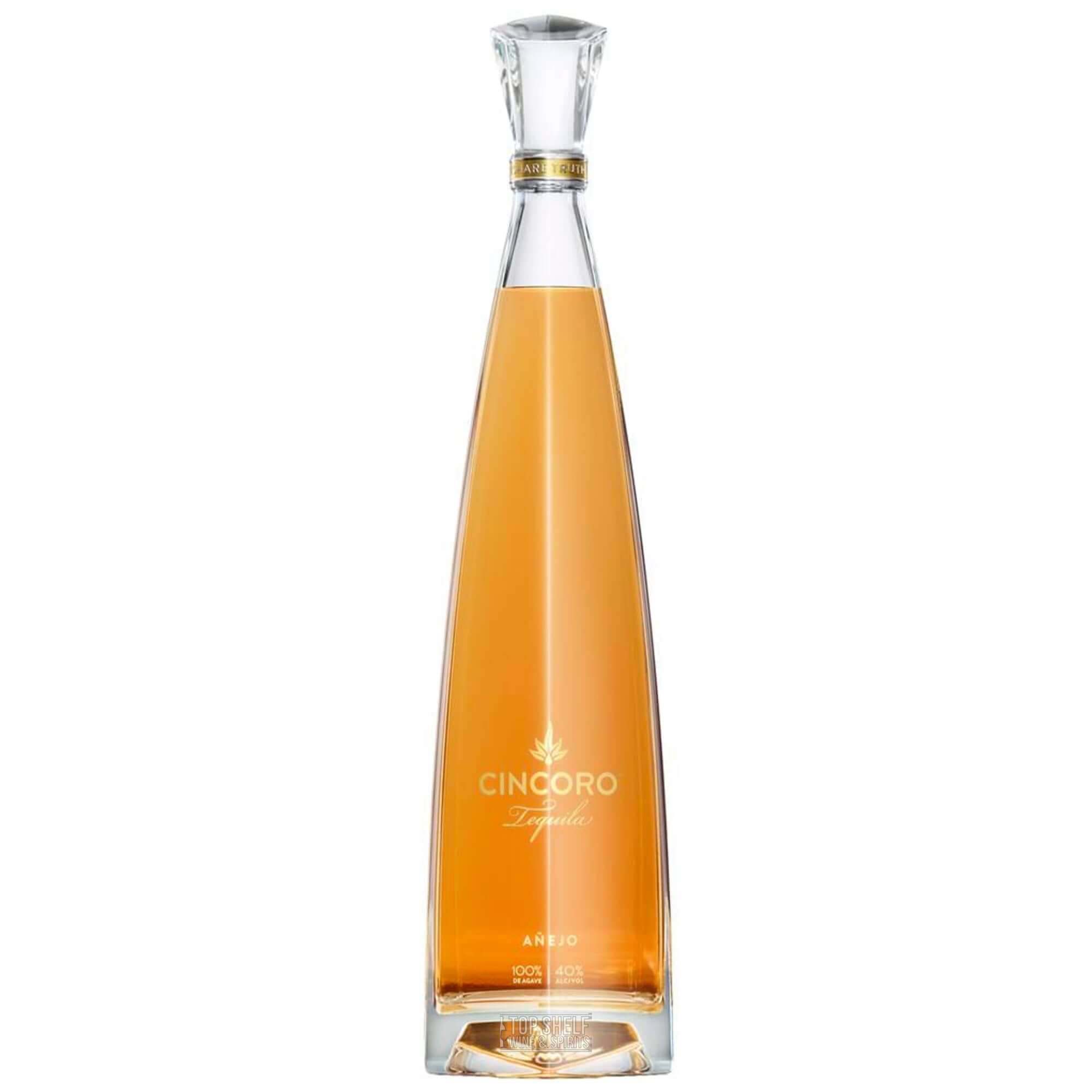 Cincoro Añejo Tequila bottle featuring rich amber color and elegant design.