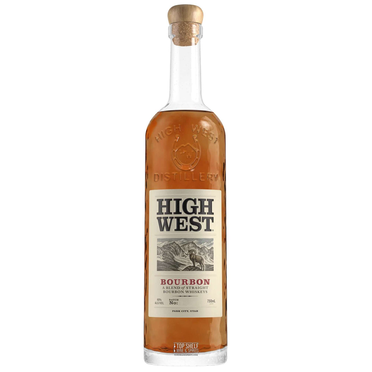 Bottle of High West Bourbon, a complex blend of straight bourbons perfect for cocktails or sipping neat.