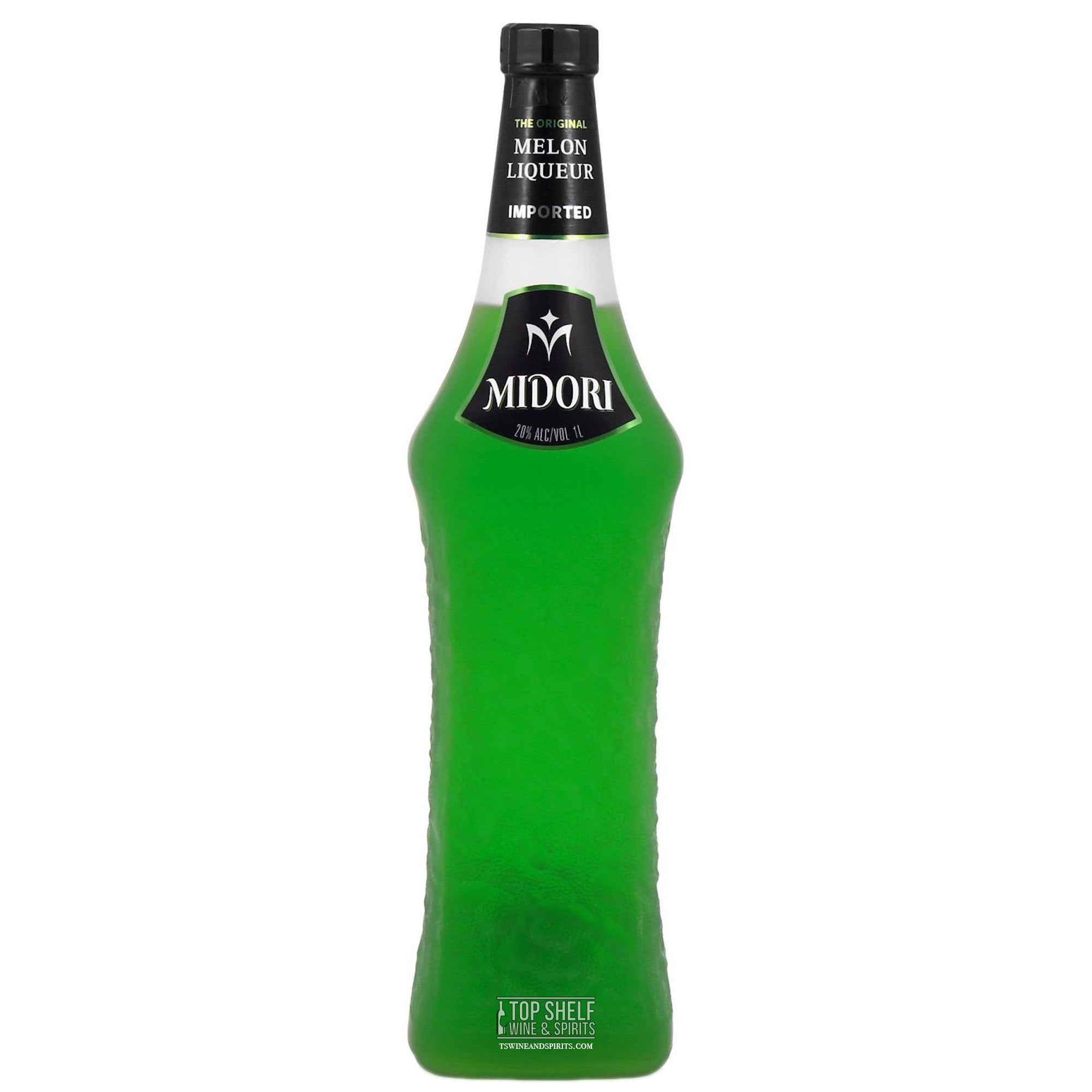 Midori Melon Liqueur bottle showcasing vibrant green color, a premium Japanese liqueur made from muskmelons.