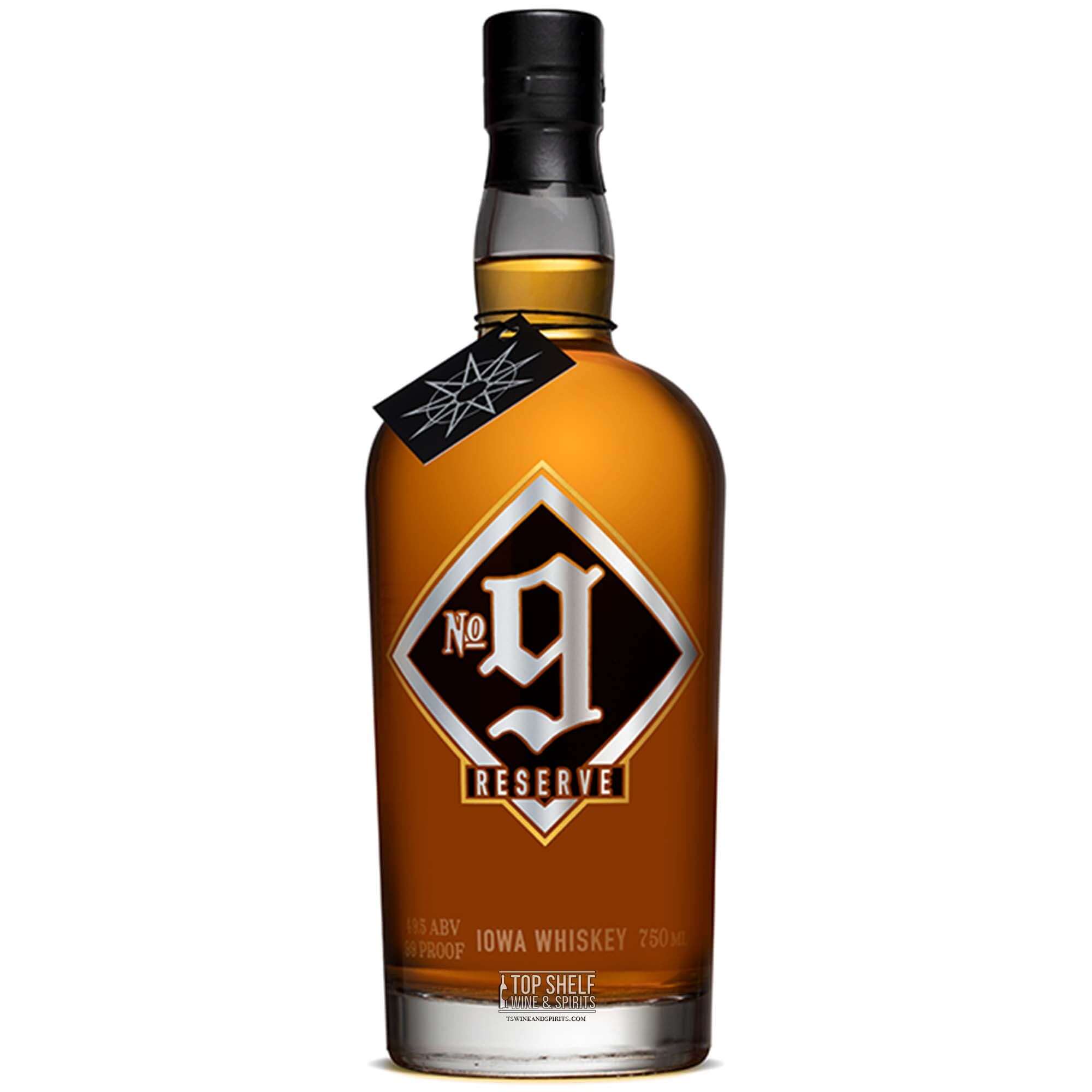 Slipknot No. 9 Reserve Whiskey bottle featuring Iowa roots and bold flavor at 99 proof.