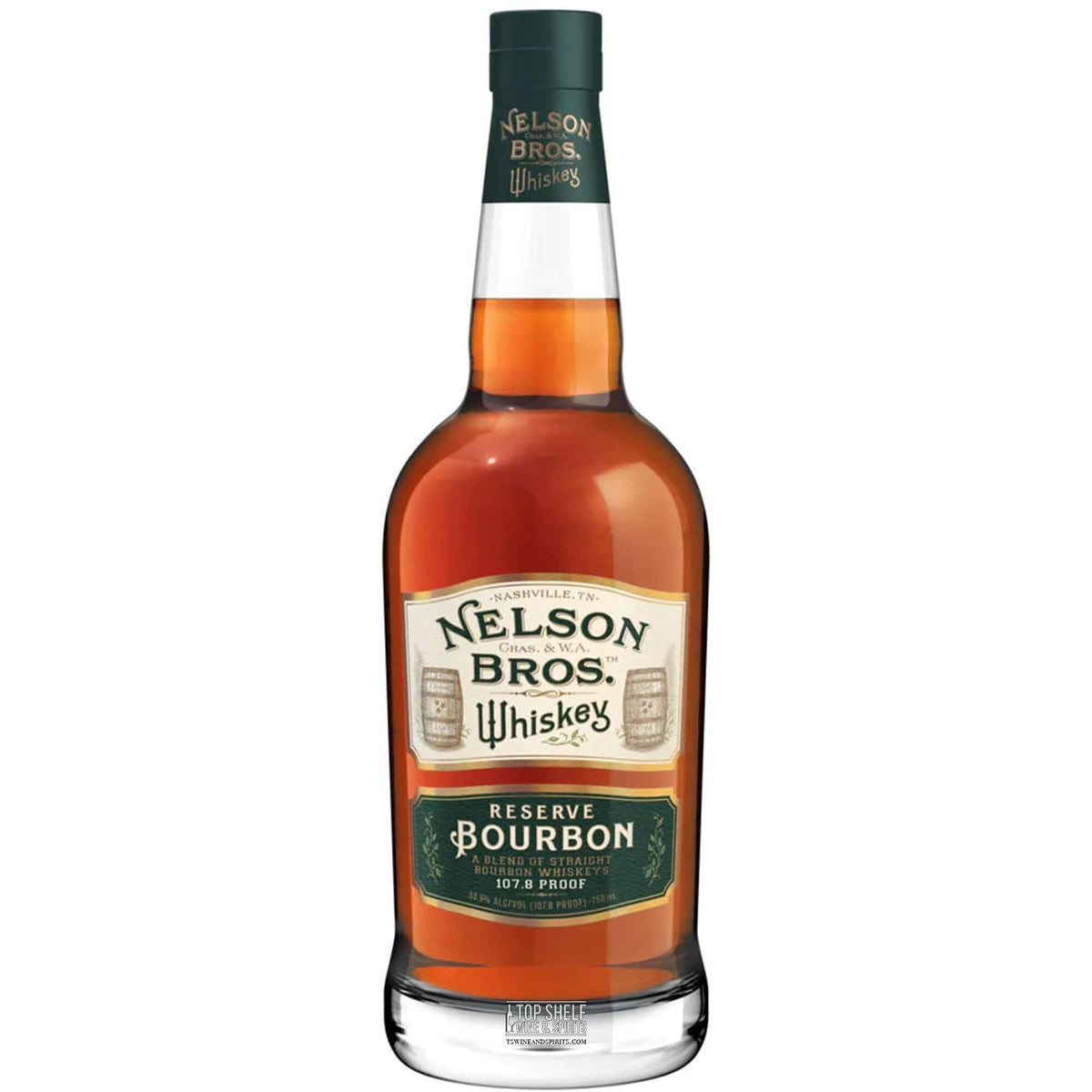 Bottle of Nelson Brothers Reserve Bourbon featuring rich amber color and classic label design.