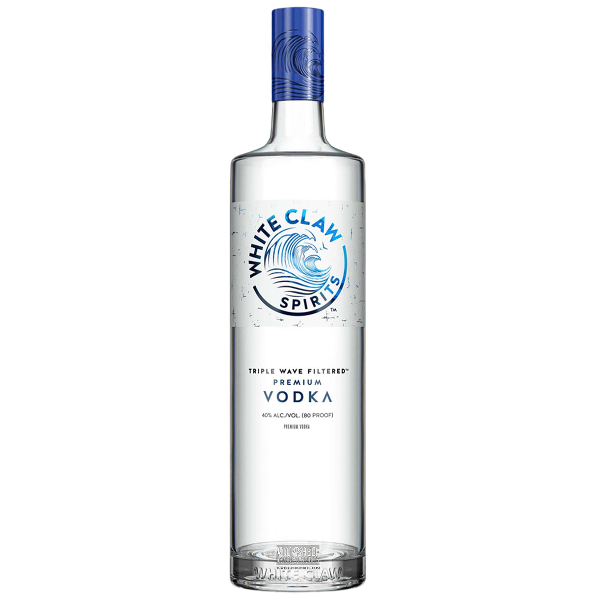 White Claw Original Vodka bottle, Triple Wave Filtered, 30% ABV, premium American vodka, gluten-free.