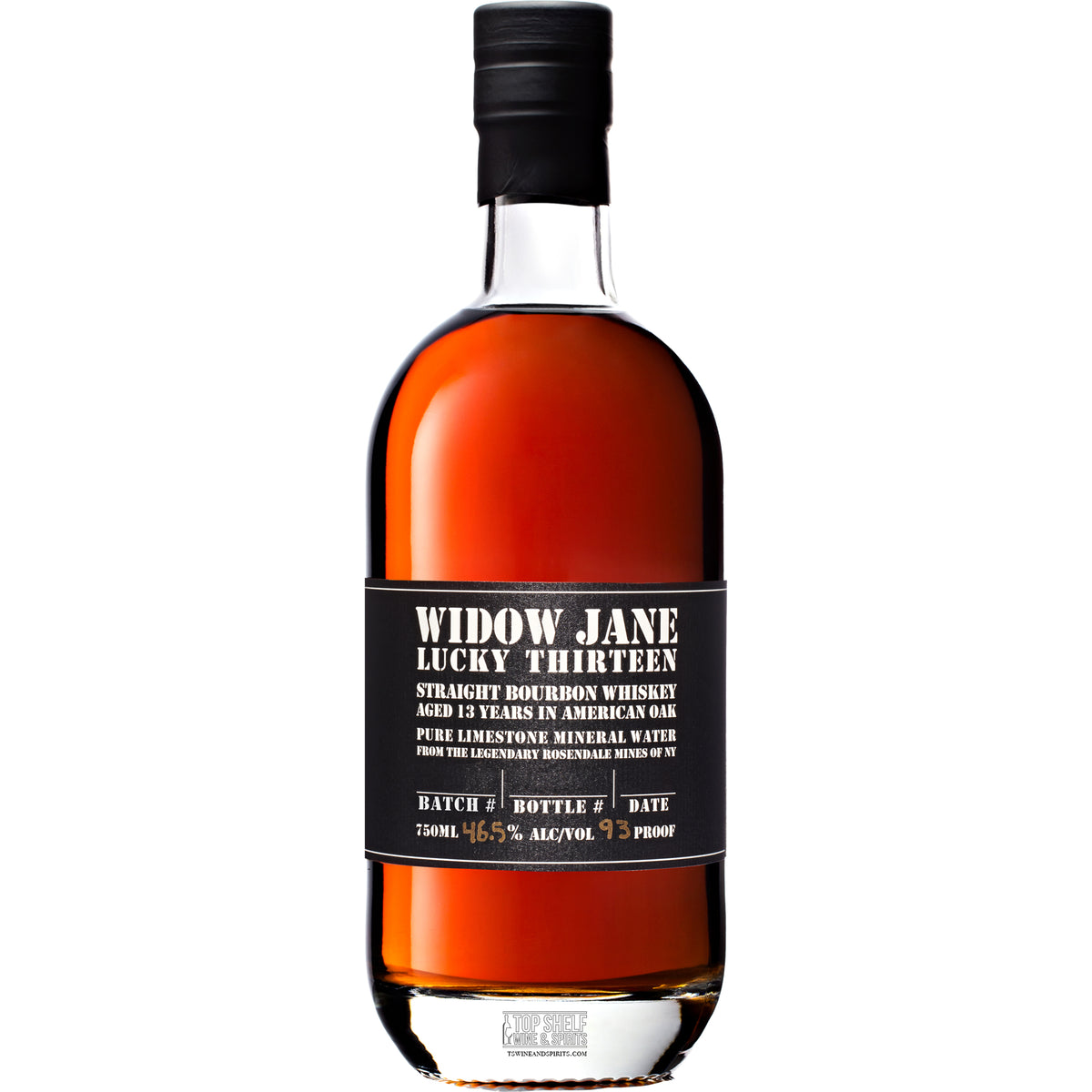 Widow Jane Lucky Thirteen Bourbon bottle showcasing its unique aging and flavor profile from Brooklyn.