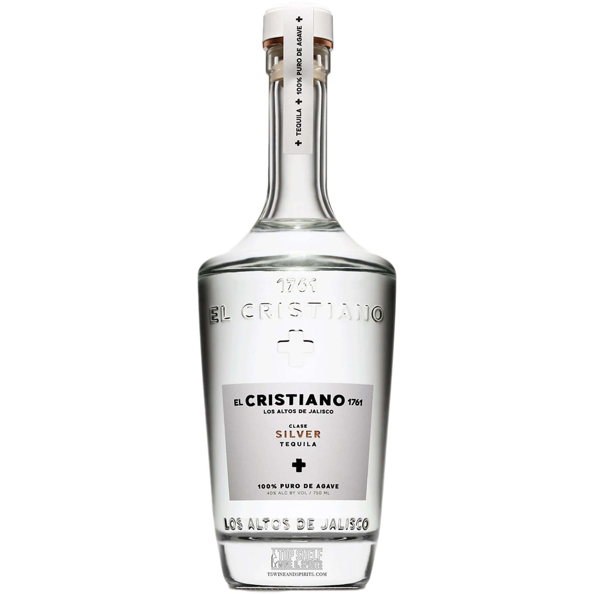 El Cristiano 1761 Silver Tequila bottle, showcasing its pure, clean taste and bright silver hues.