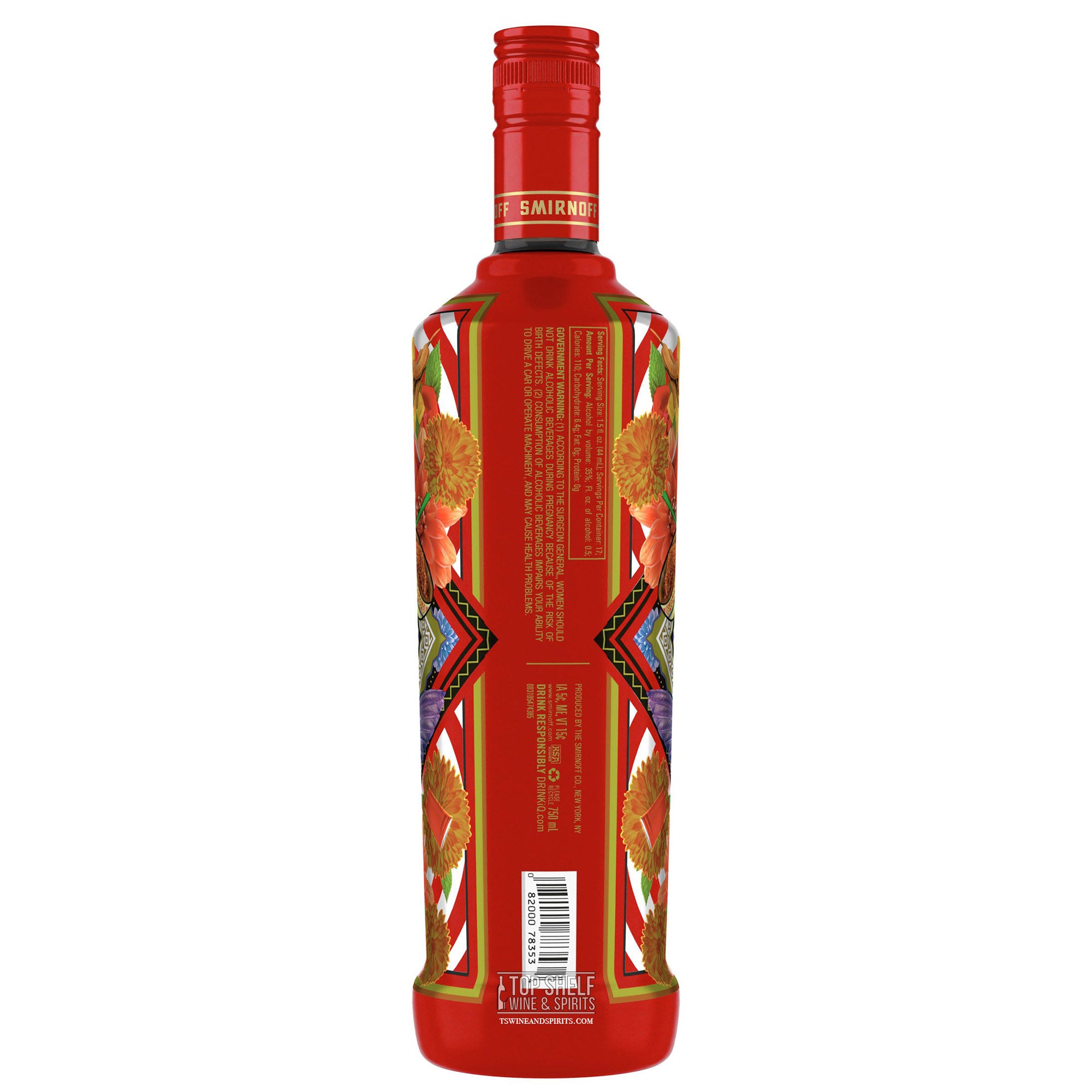 Smirnoff Spicy Tamarind Vodka bottle, showcasing vibrant design and flavor inspiration from Mexico.