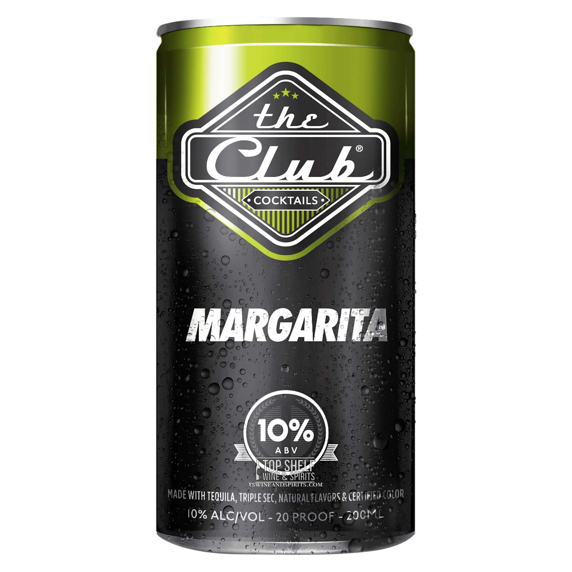The Club Margarita canned cocktail with 10% ABV, perfect for instant enjoyment with friends.