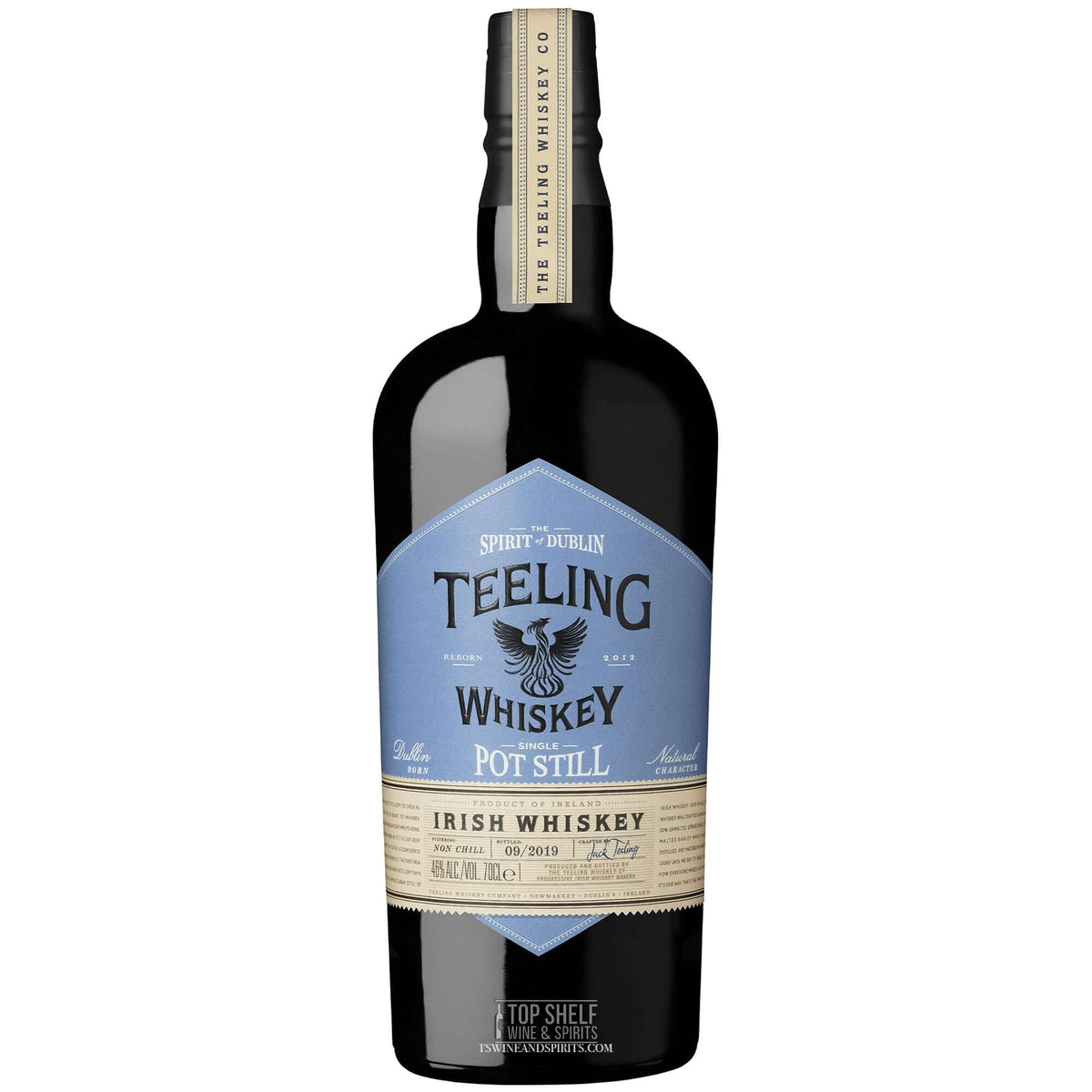 Teeling Single Pot Still Irish Whiskey bottle showcasing unique Irish craftsmanship and traditional style.