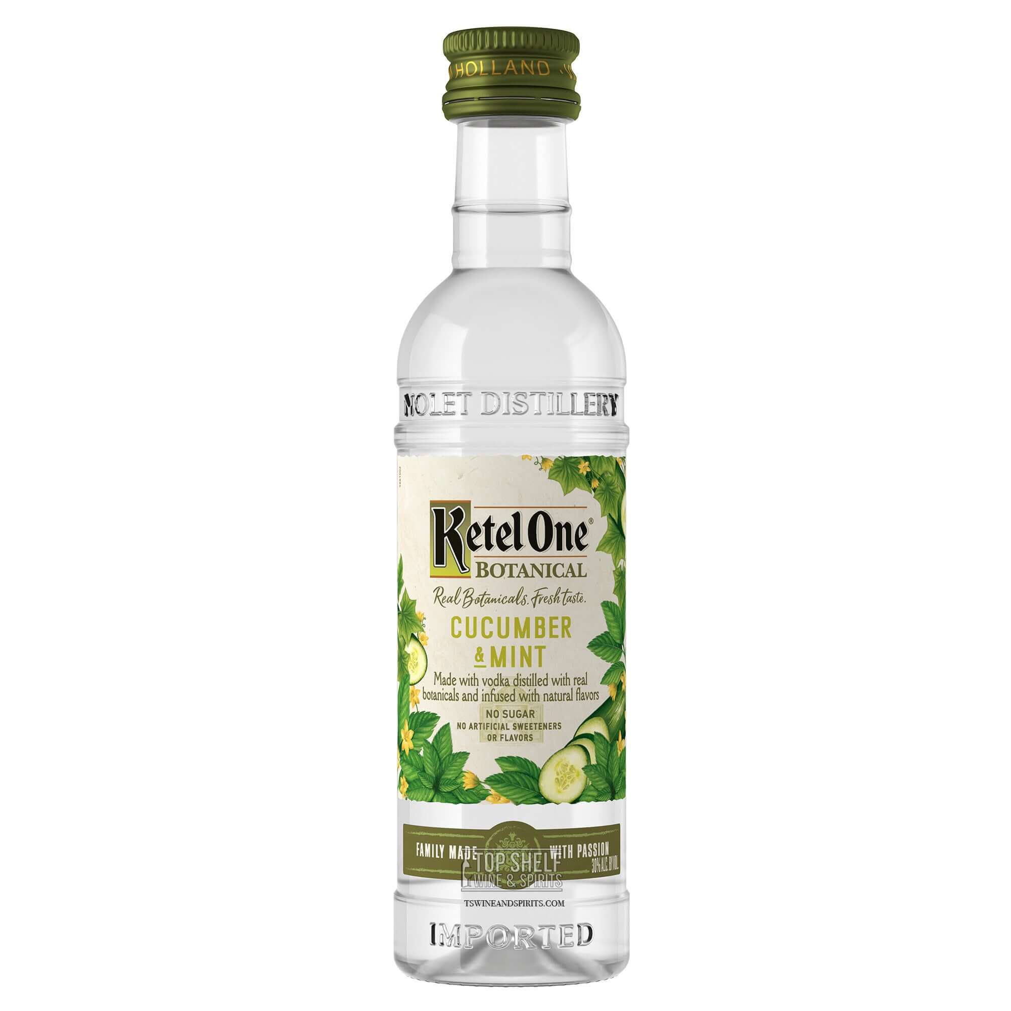 Ketel One Botanic Vodka Cucumber & Mint 50ml bottle showcasing fresh cucumber and mint flavor for a crisp taste.