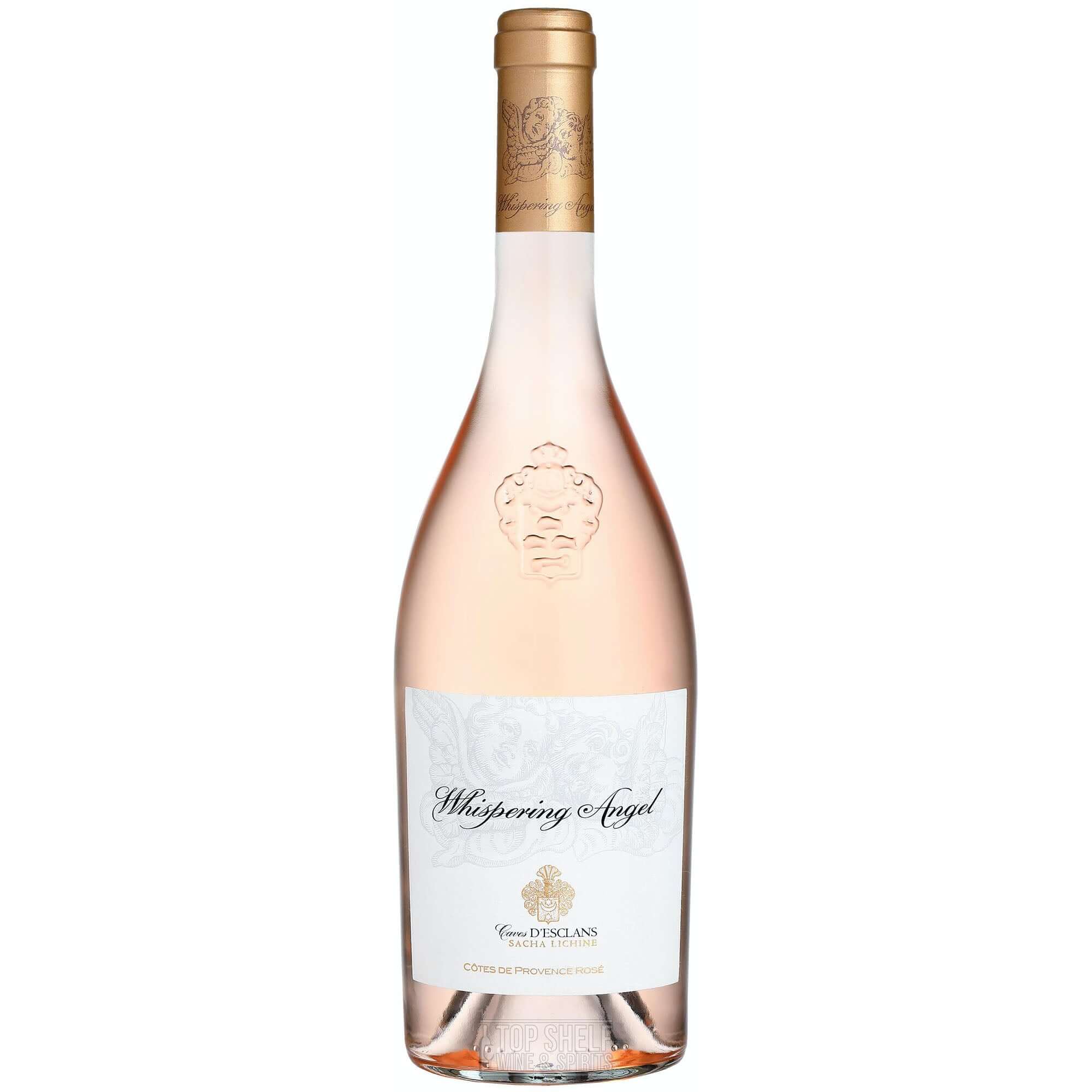 Château D'esclans Whispering Angel Rosé 750ml bottle showcasing its elegant pale pink color.