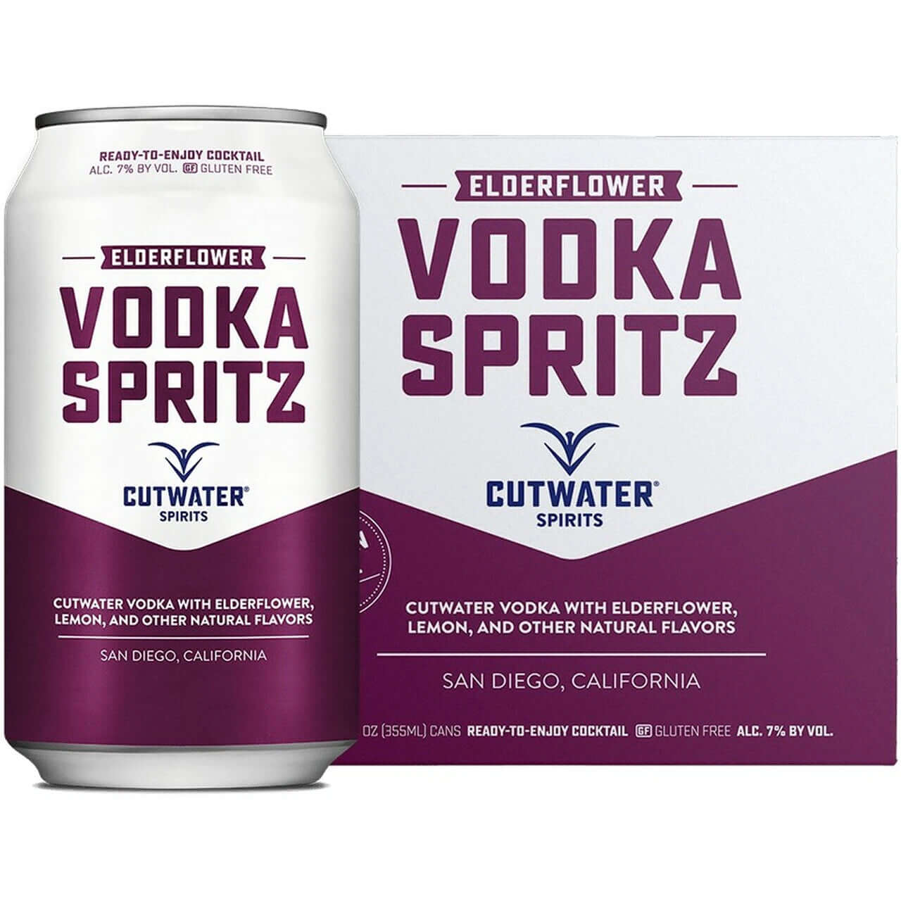 Cutwater Elderflower Vodka Spritz 4-pack with refreshing flavors of elderflower, lemon, and carbonated water.