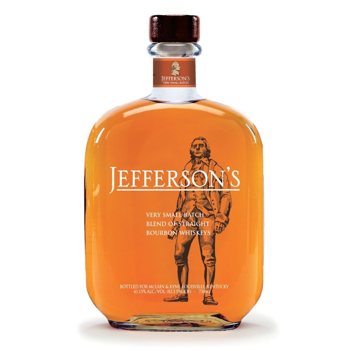 Bottle of Jefferson's Very Small Batch Straight Bourbon whiskey featuring a distinctive design.