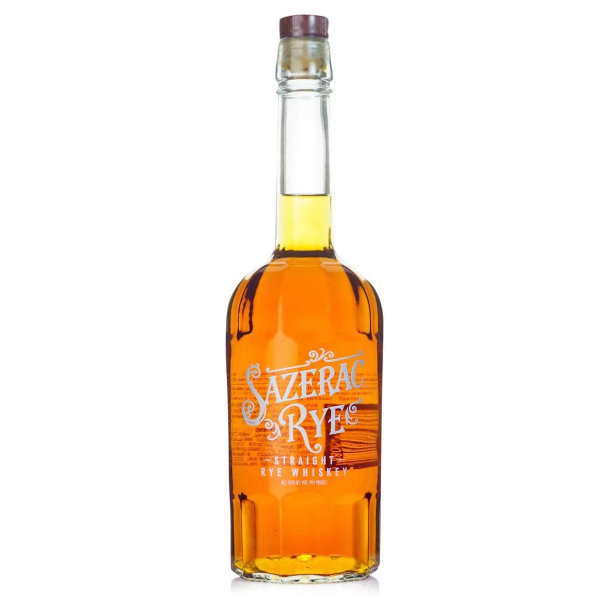 Bottle of Sazerac Rye Straight Rye Whiskey 200ml featuring rich amber color and elegant label design.