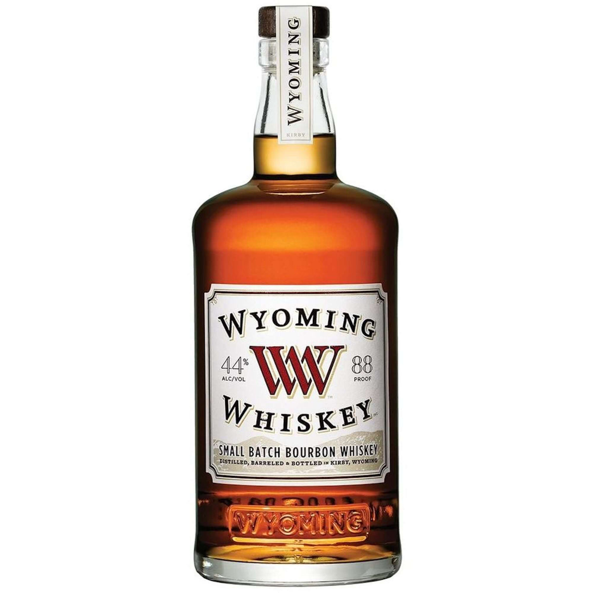 Bottle of Wyoming Small Batch Bourbon Whiskey, showcasing dark amber color and floral notes.