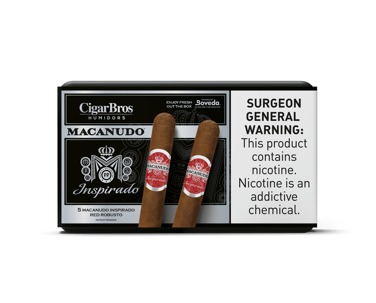 Macanudo Inspirado cigars in packaging from CigarBros, showcasing premium quality and refined flavors.