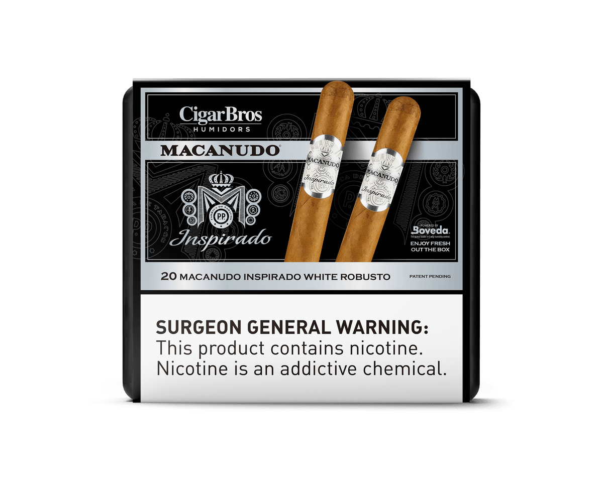 Macanudo Inspirado White Robusto cigars by CigarBros, featuring premium quality and smooth flavor.