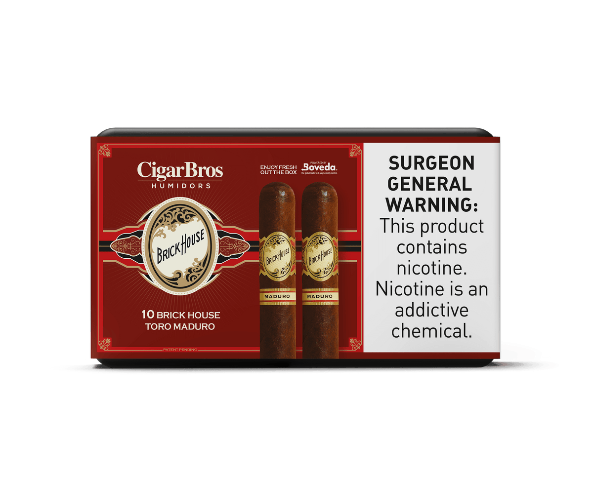 Brickhouse by CigarBros Toro Maduro cigar box featuring premium quality and bold flavors.