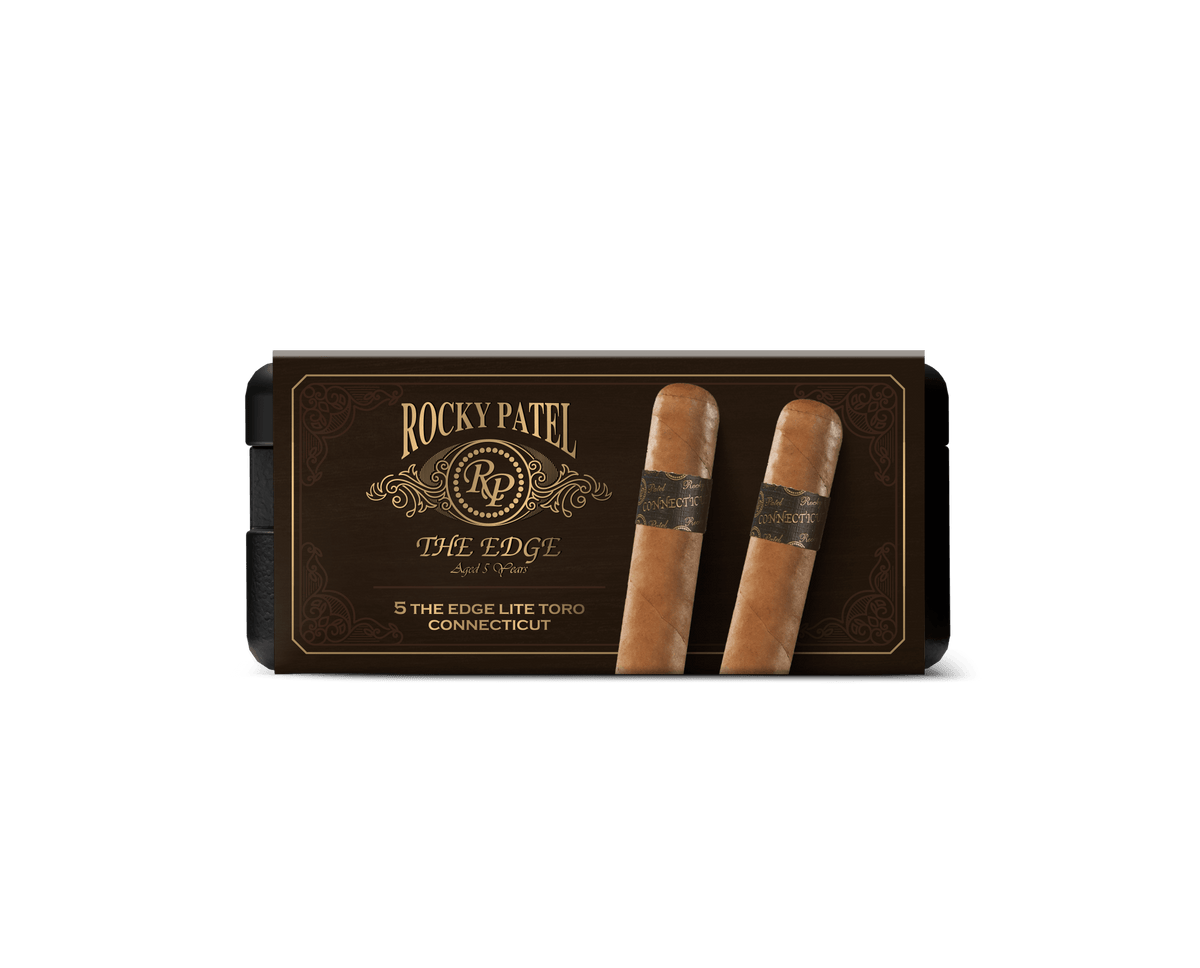 Rocky Patel Edge Connecticut cigars in a premium box showcasing smooth and creamy flavor profile.