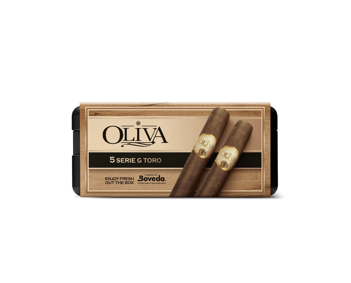 Oliva Serie G Toro cigars in a premium wooden box, showcasing a smooth, medium-bodied blend of flavors.