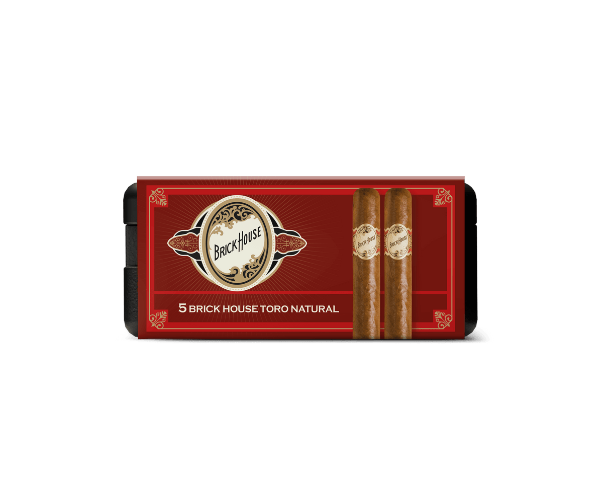 Brick House Toro Natural cigars in a premium box showcasing rich flavors and quality craftsmanship.