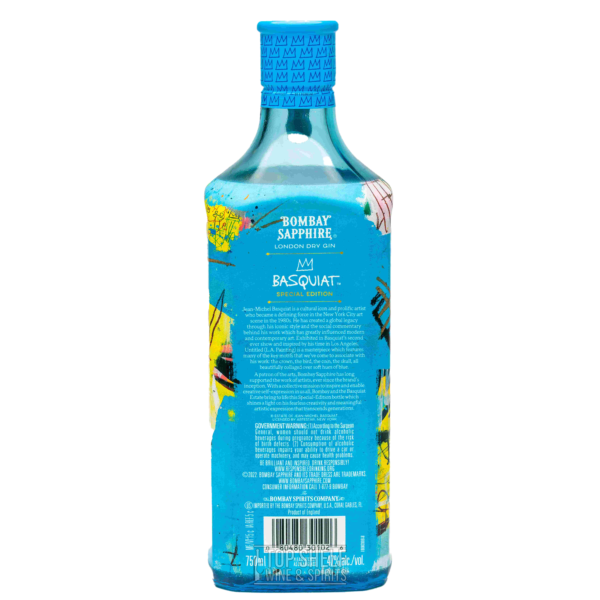 Bombay Sapphire Gin, 750 ml Blue Bottle, ABV 47%