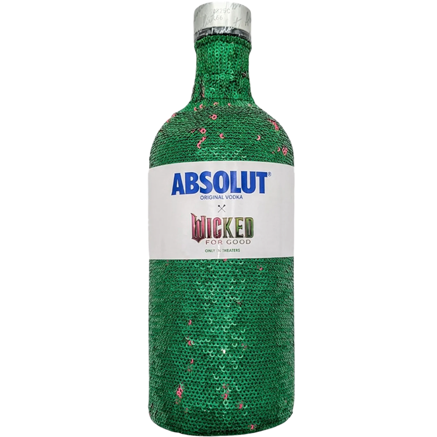 Absolut X Wicked Limited Edition Vodka in a dazzling green reversible sequin sleeve.
