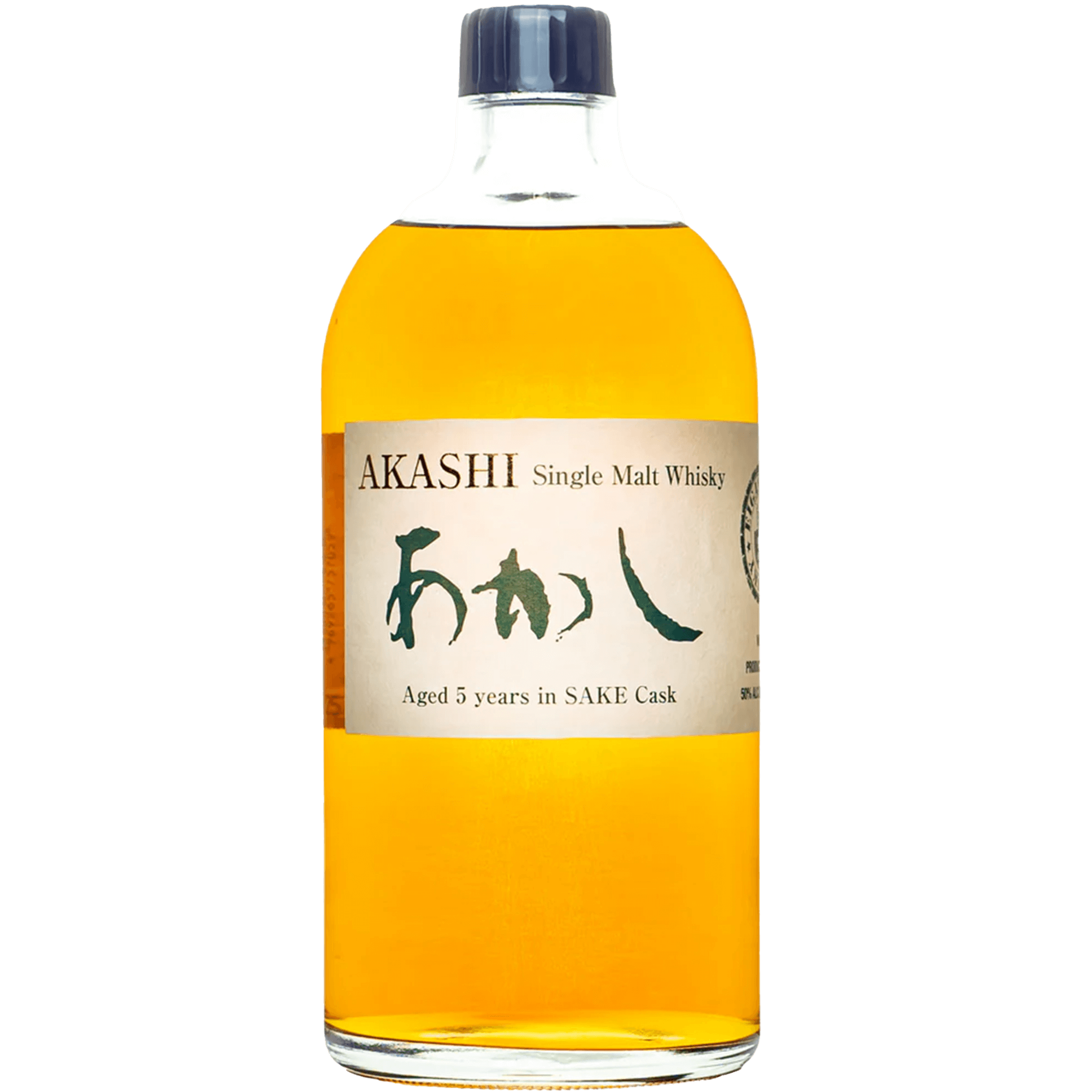 Akashi Single Malt Whisky aged 5 years in Sake Cask, featuring a distinctive floral and malty aroma.