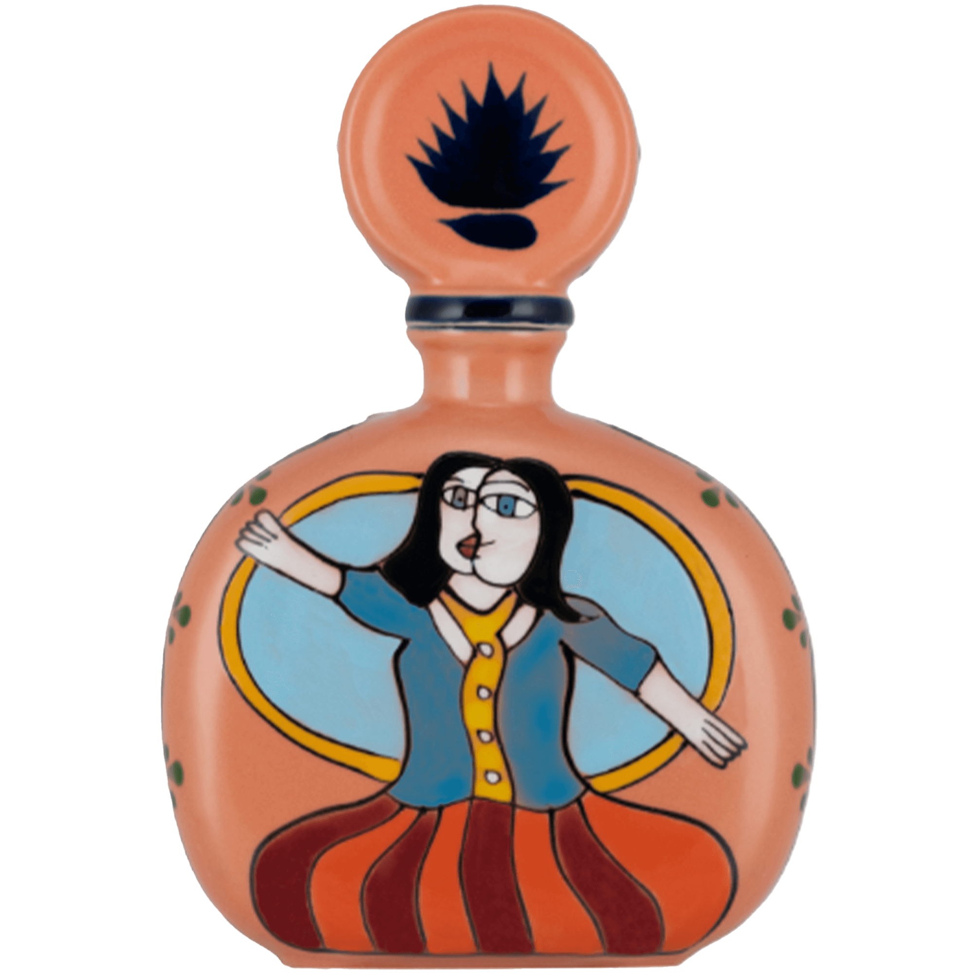 Azulejos Masterpiece Collection Añejo Orange Tequila bottle, hand-painted with vibrant colors and artistic design.
