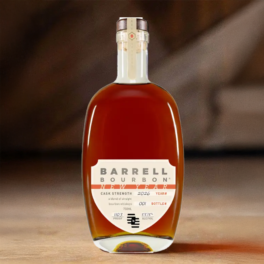 Barrell Bourbon 2026 limited edition bottle showcasing cask strength and rich amber color.