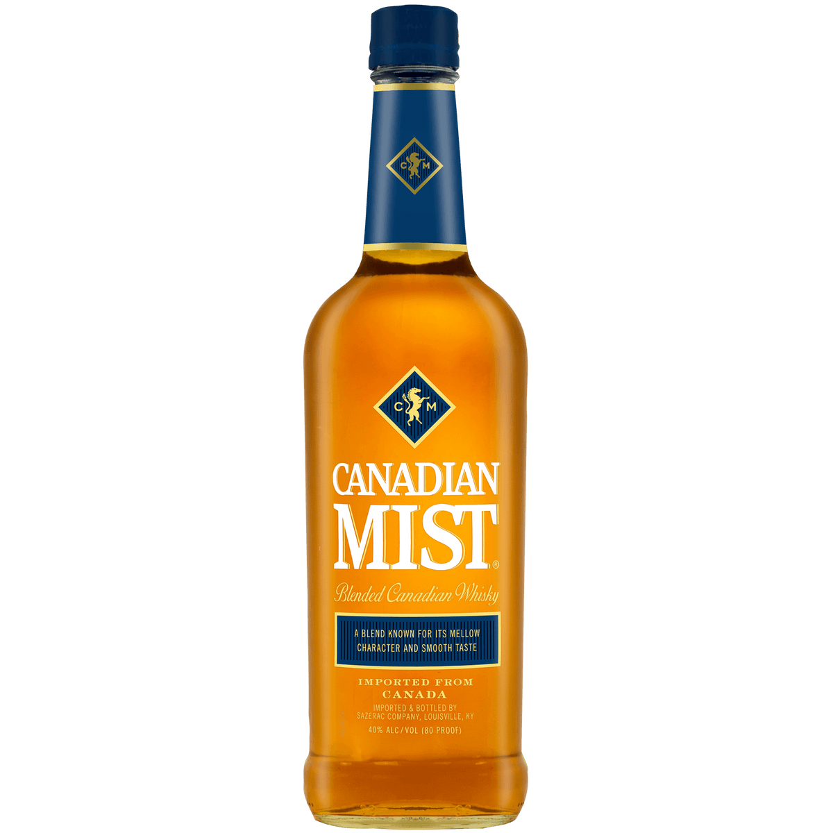 Canadian Mist Blended Canadian Whisky bottle showcasing smooth character and clean finish, distilled in Collingwood, Ontario.