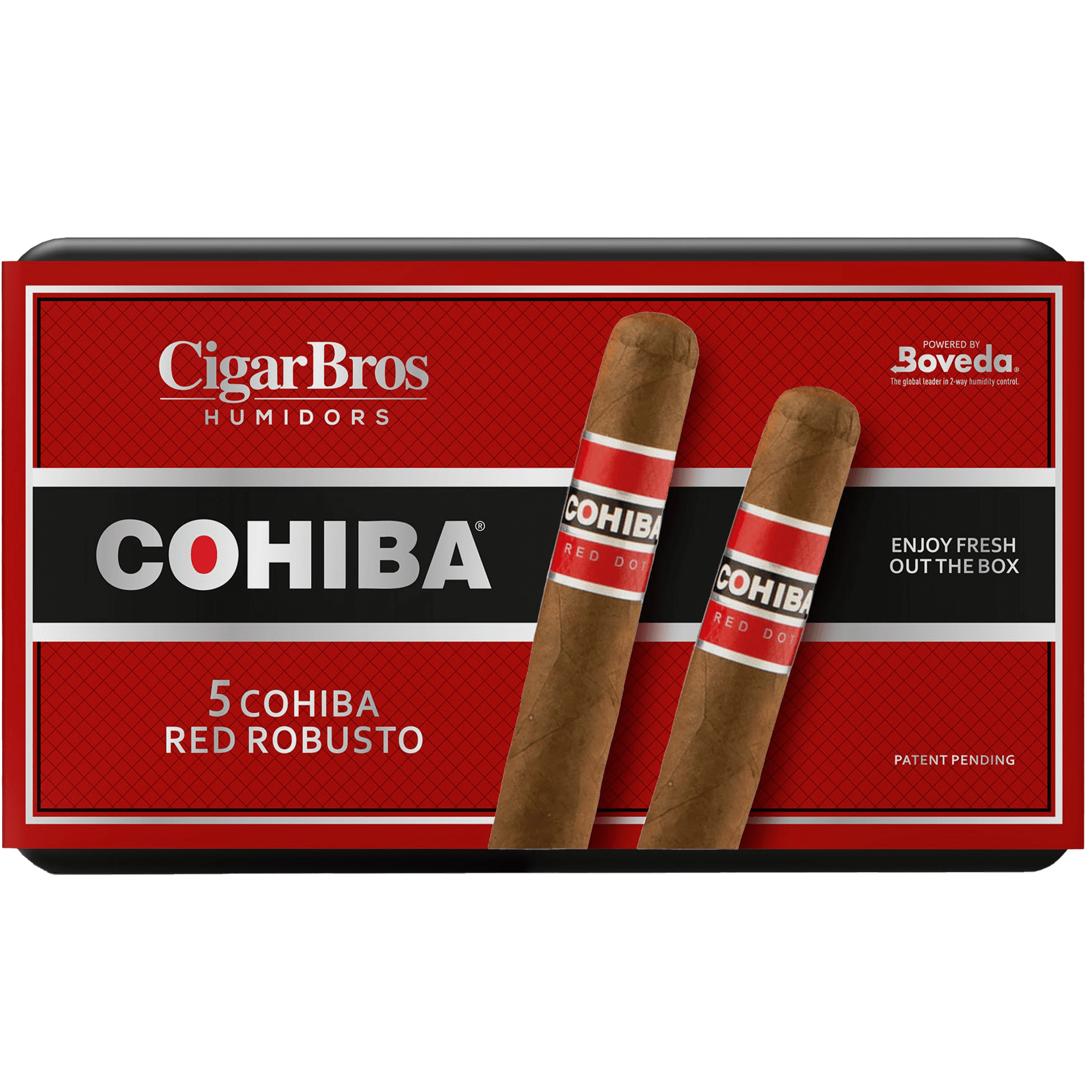 Cohiba Red Robusto cigars by CigarBros in a premium humidor box, showcasing rich and full-bodied flavor.