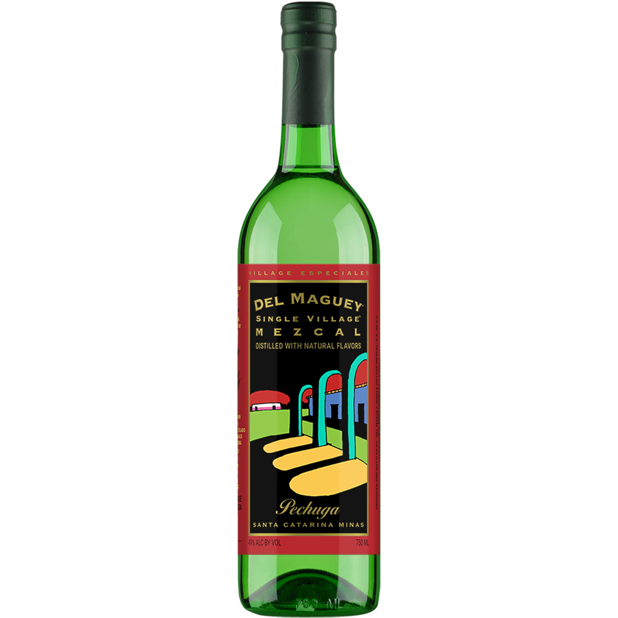 Del Maguey Pechuga Mezcal bottle featuring vibrant artwork, a unique spirit for adventurous drinkers.