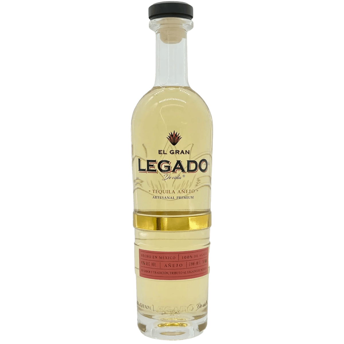 El Gran Legado Añejo Tequila bottle with elegant design, crafted from single estate Michoacán agaves.