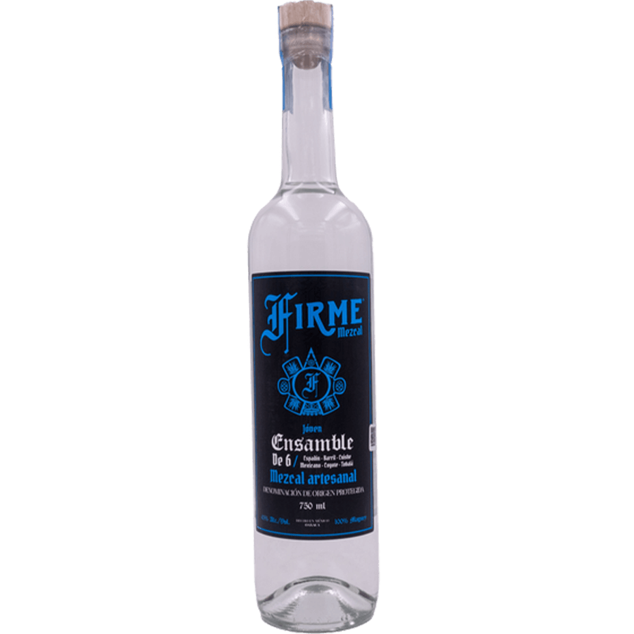 Firme Mezcal Joven Ensamble de 6 bottle showcasing its artisan label and distinctive design.