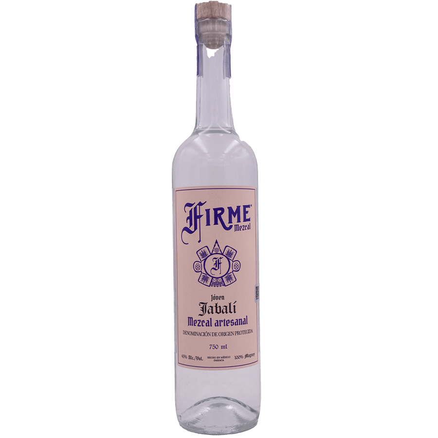 Firme Mezcal Joven Jabali bottle showcasing artisanal mezcal made from 100% Agave Jabali in Oaxaca.