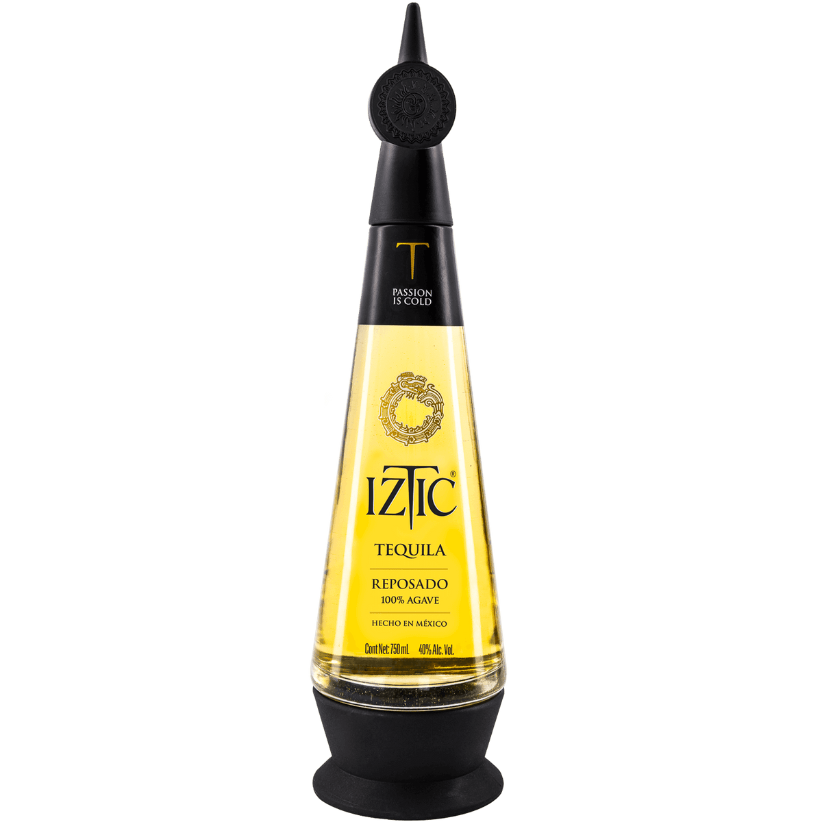 Iztic Reposado Tequila 700ml bottle with straw yellow color and elegant design, showcasing 100% agave, 80 proof.