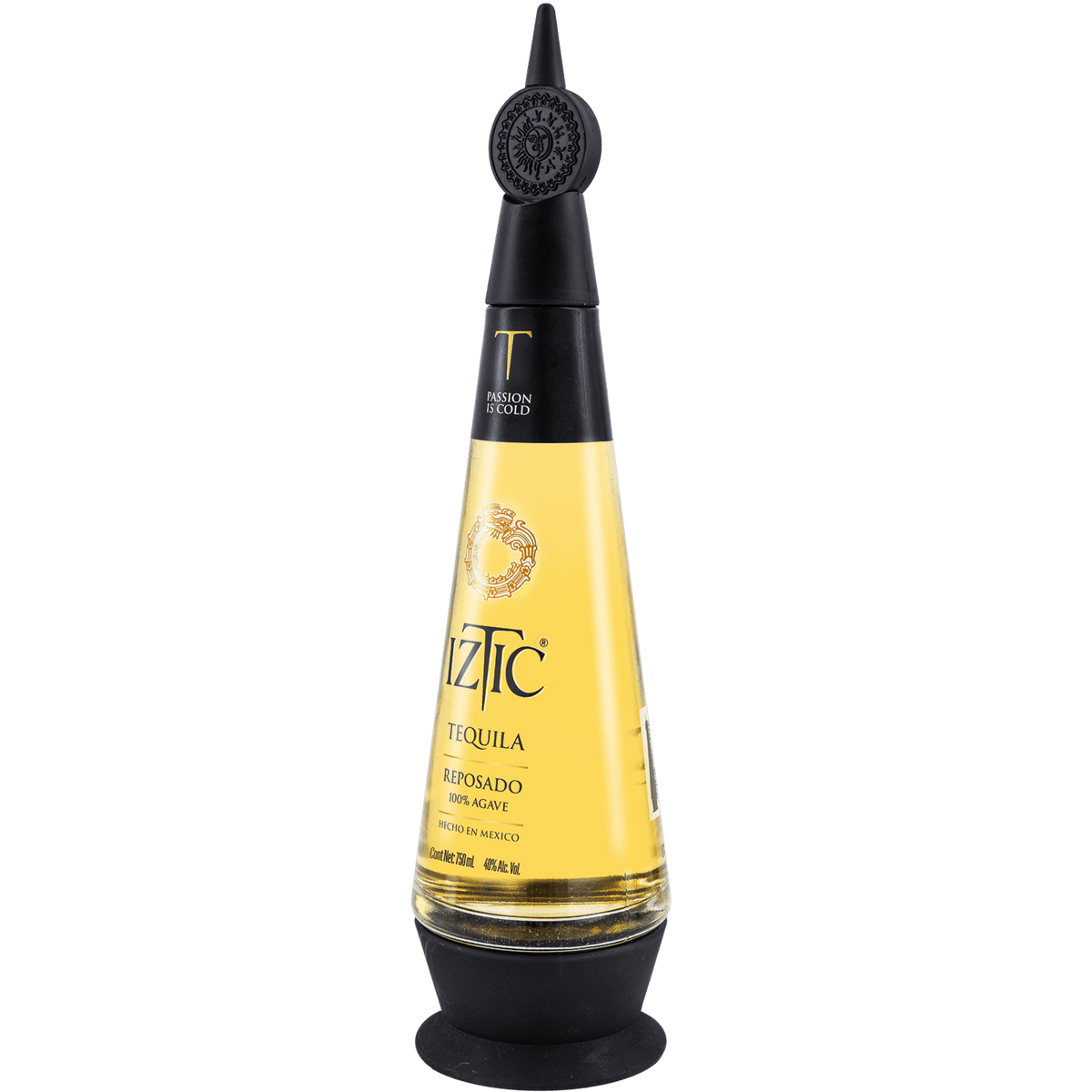 Iztic Reposado Tequila 700ml bottle with straw yellow color and distinctive design, showcasing its smooth character and flavors.