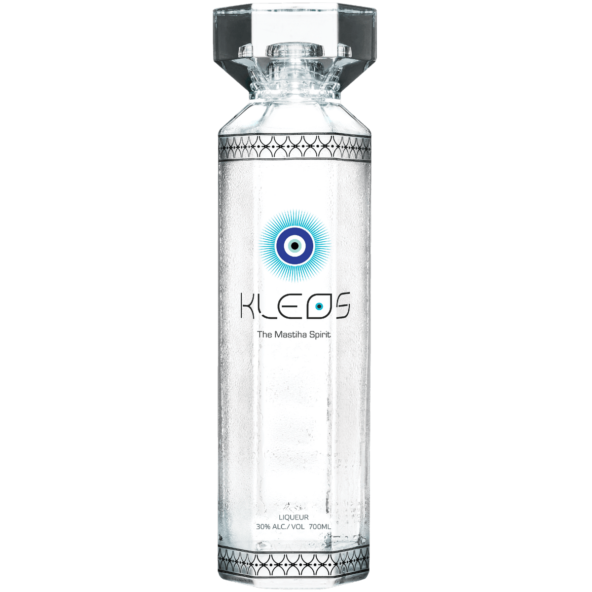 KLEOS Mastiha Spirit 700ml bottle showcasing its elegant design and branding.