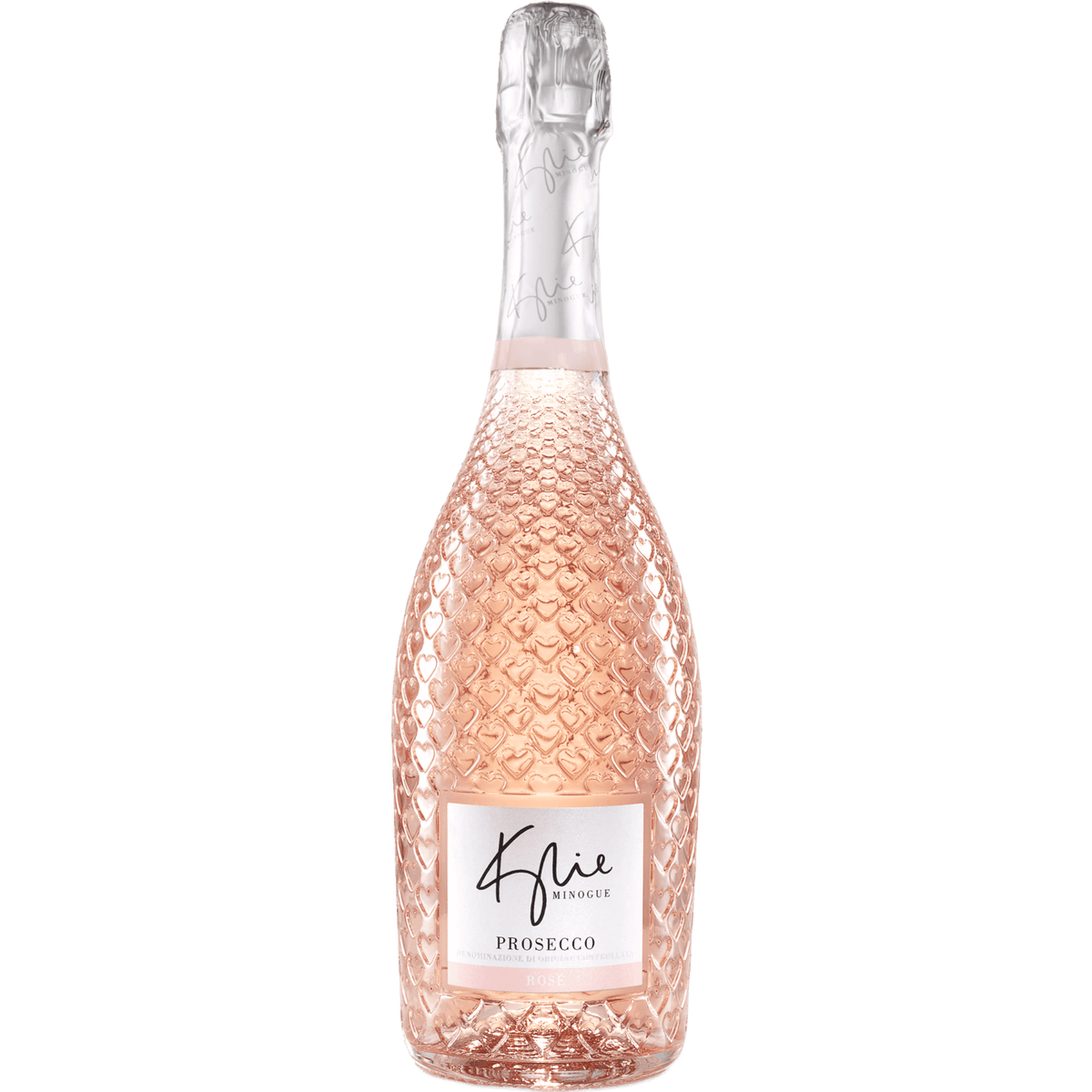 Kylie Minogue Prosecco Rosé bottle featuring elegant design and signature label.