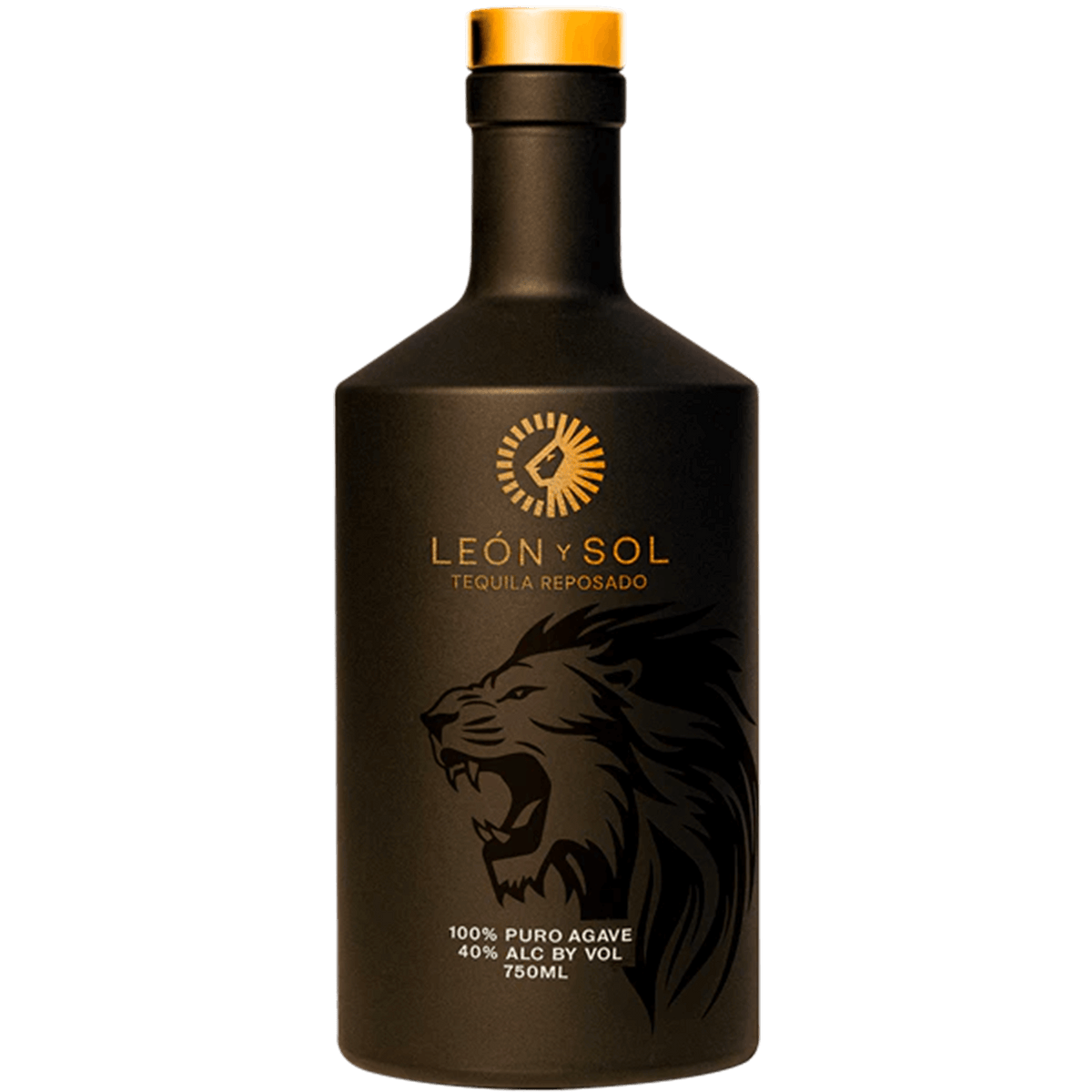 León y Sol Reposado Tequila bottle, 750ml, made from 100% blue Weber agave, bold flavor with hints of coffee and caramel.